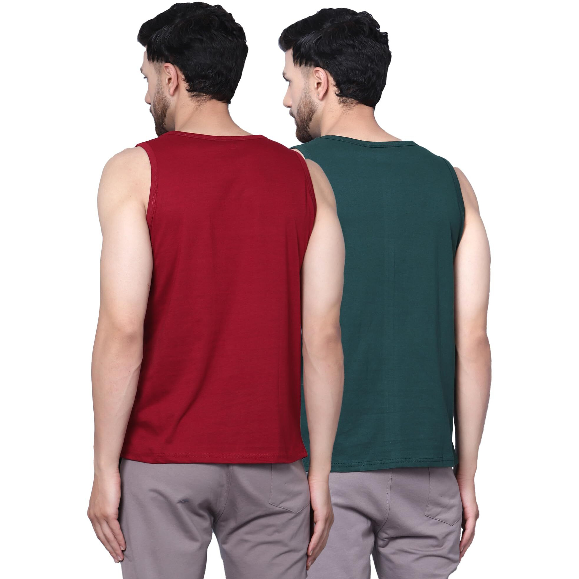 Designer Men Vest Versatile Cotton Sando/Baniyan/Ganji For Boys - Perfect For Gym Workouts, Vacations, And Beaches (In, Alpha, 2Xl, Regular, California Bottle Green, Maroon)
