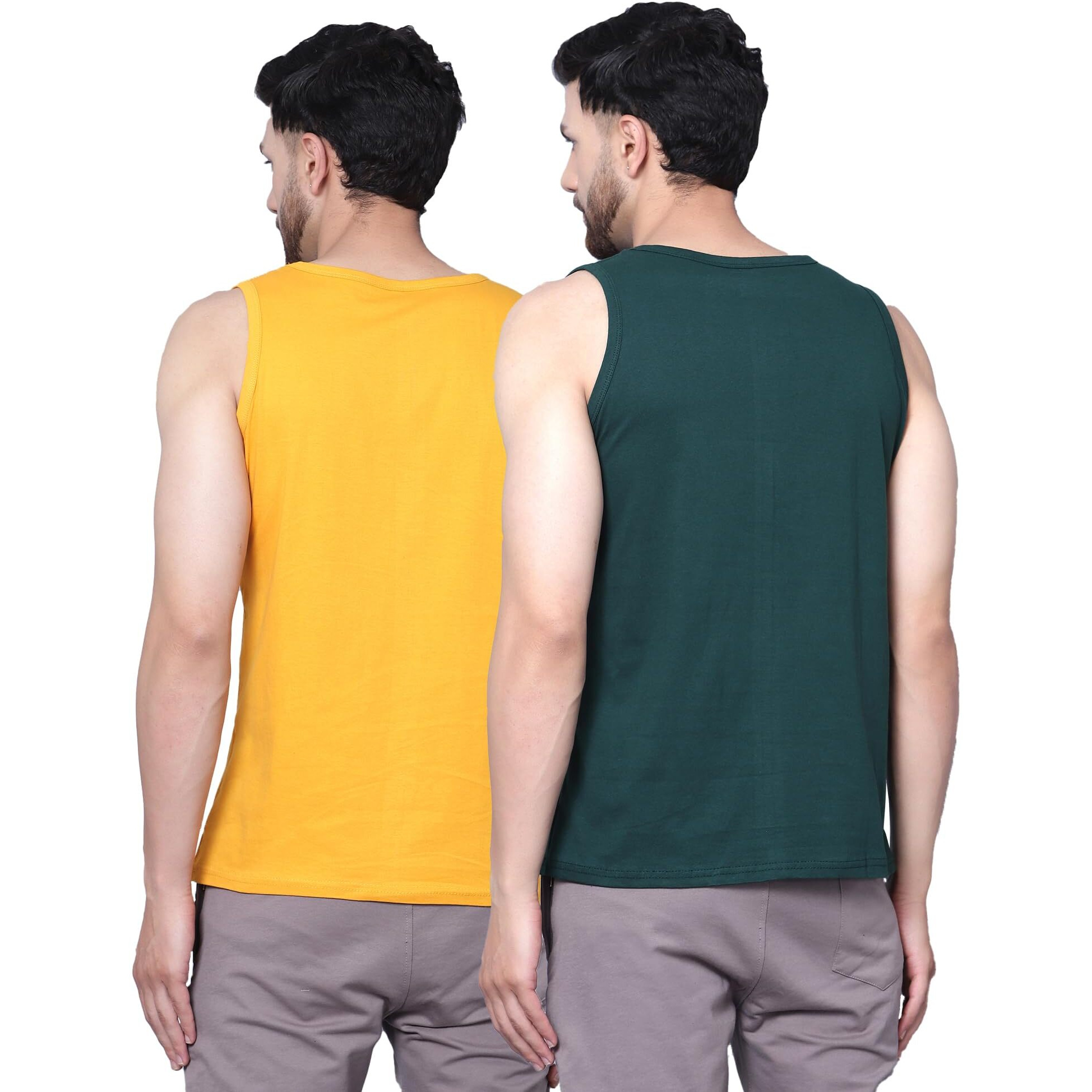 Teex Designer Men Vest Versatile Cotton Sando/Baniyan/Ganji For Boys - Perfect For Gym Workouts, Vacations, And Beaches (In, Alpha, L, Regular, California Bottle Green, Mustard)