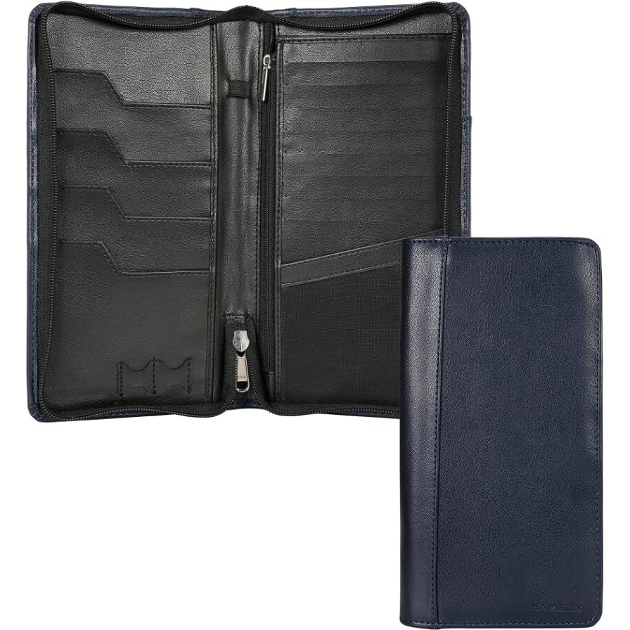 Hamelin Unisex Passport Holder With Rfid Blocking Technology | Vegan Leather Travel Document Organiser | Passport Wallet With 4 Passport Slots,8 Card Holder Slots | Passport Cover For Men -Blue
