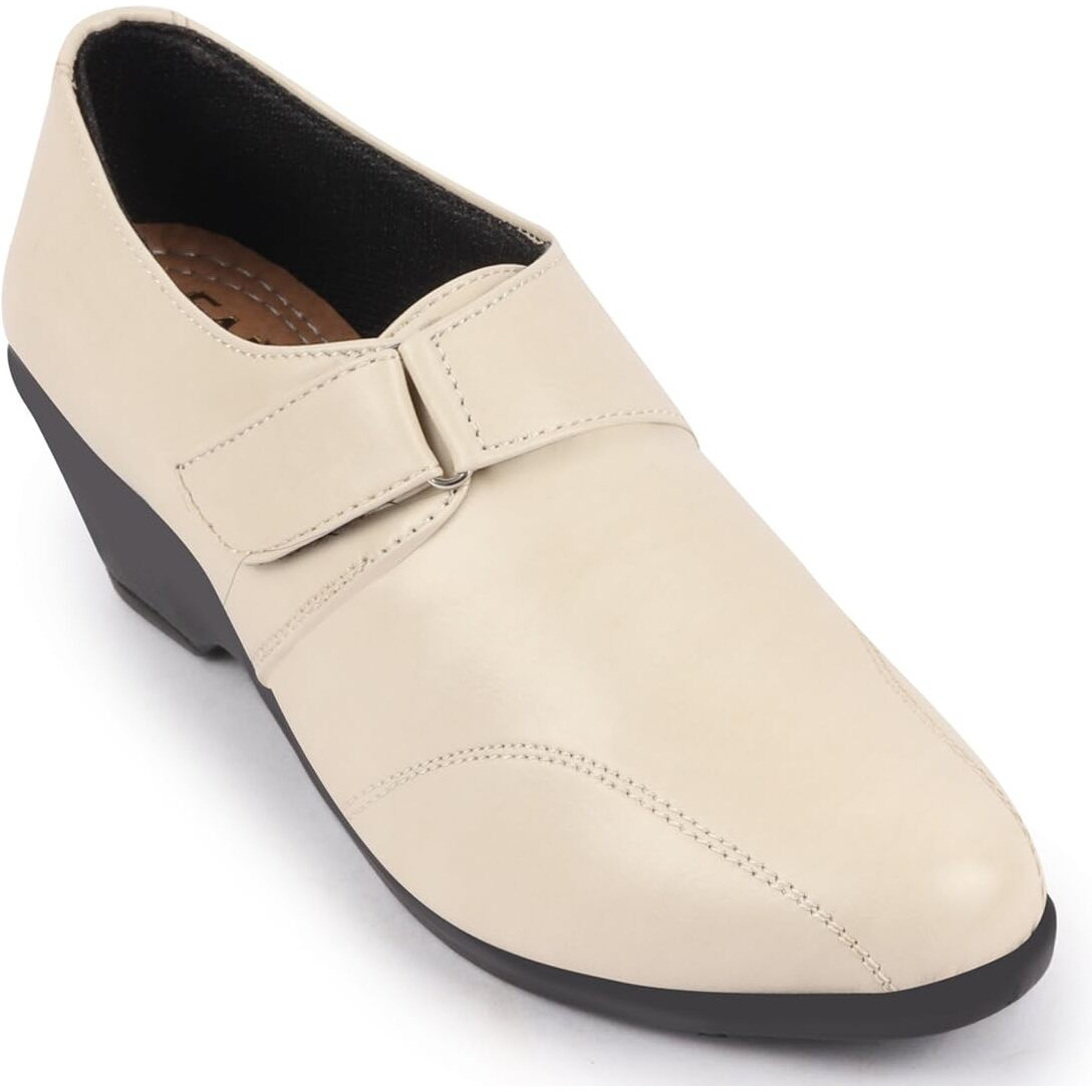 Fausto Fst Fjdwc-7003 Cream-40 Women's Cream Outdoor Fashion Hook And Loop Platform Heel Wedges (7 Uk)