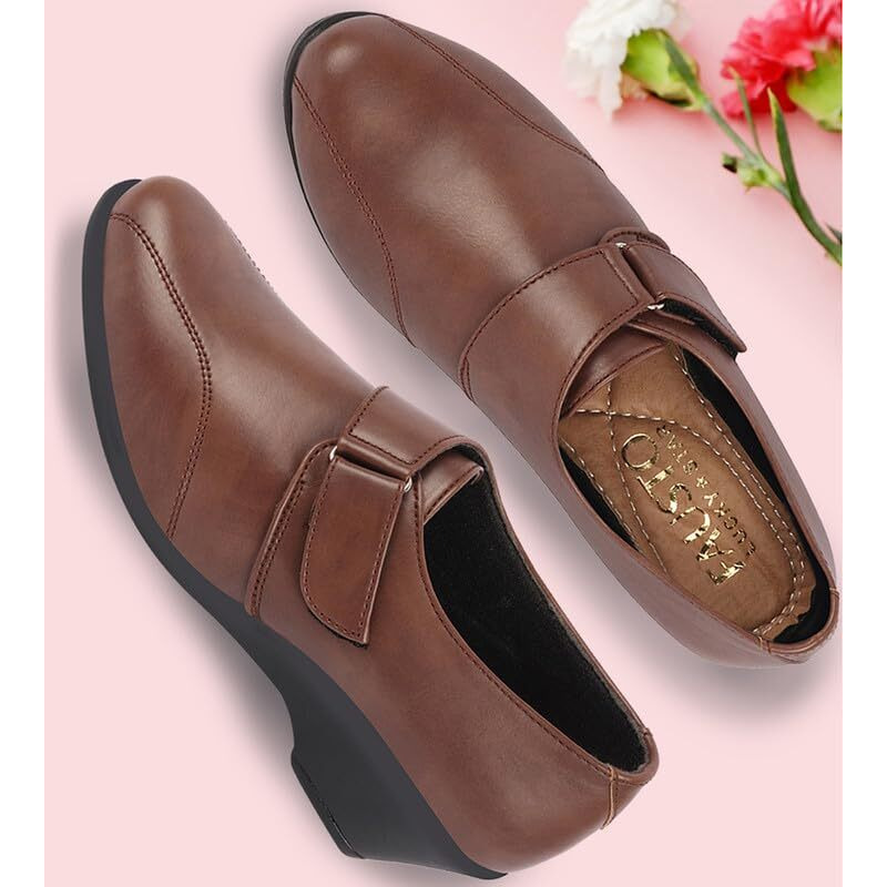 Fausto Fst Fjdwc-7003 Brown-40 Women's Brown Outdoor Fashion Hook And Loop Platform Heel Wedges (7 Uk)