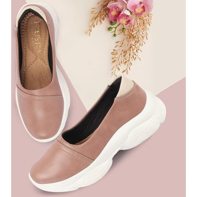 Fausto Fst Fjdwc-7001 Peach-38 Women's Peach Outdoor Fashion Stitched Slip On Shoes (5Uk)