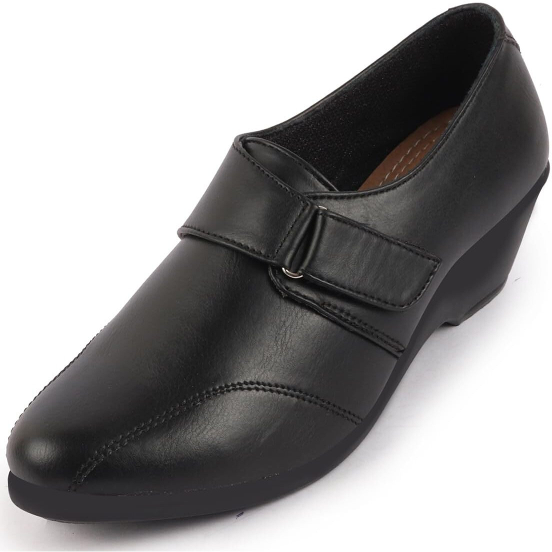 Fausto Fst Fjdwc-7003 Black-40 Women's Black Outdoor Fashion Hook And Loop Platform Heel Wedges (7 Uk)