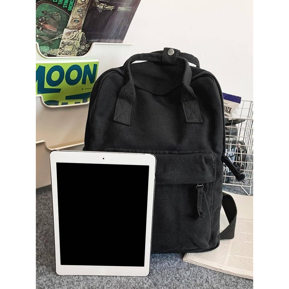 Glowic Unisex's Backpack For Men & Women, Lightweight Student, Casual Shoulder Bag With Drawstring Travel Daypack (Wbag-82) (Black)