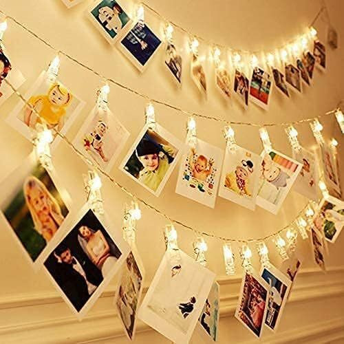 Desidiya Plastic 16 Photo Clip Led String Lights For Photo Hanging, Birthday, Festival, Wedding, Party For Home, Patio, Lawn, Restaurants Home Decoration (Warm White), 3 Meters