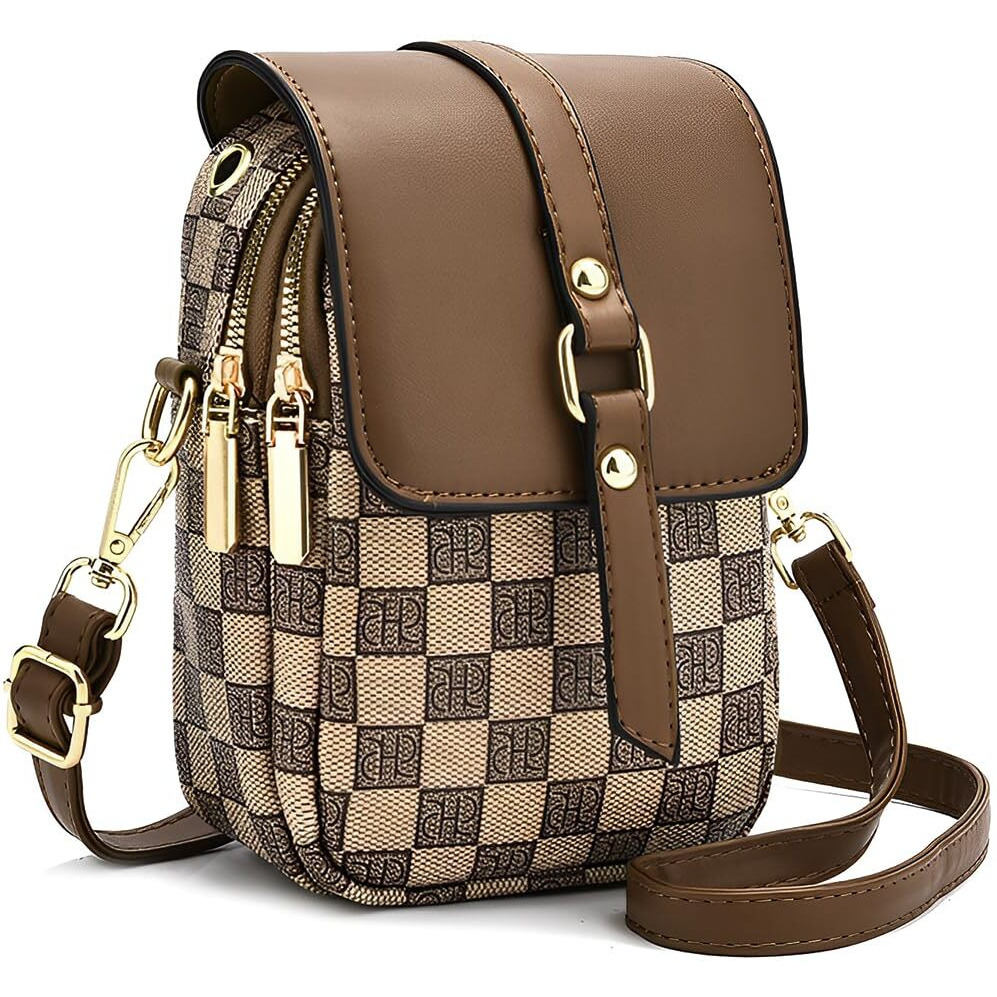 Palay Sling Bag For Women Crossbody Bag For Women Phone Bag Stylish Pu Leather Mobile Cell Phone Holder Pocket Purse Wallet Sling Bag Mini Shoulder Bags (Brown)