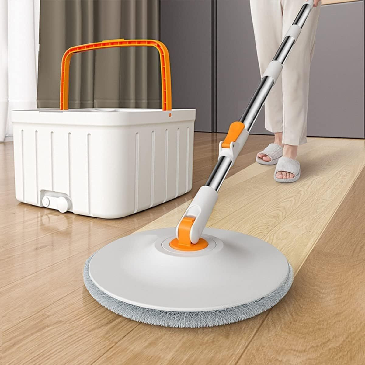 Fashionharbour Wet And Dry Mop With Bucket For Floor Cleaning 360 Rotating Square Mop-Head For Hardwood Tile Marble Floors 2 Replaceable Mop Pads With Self Separation Dirty