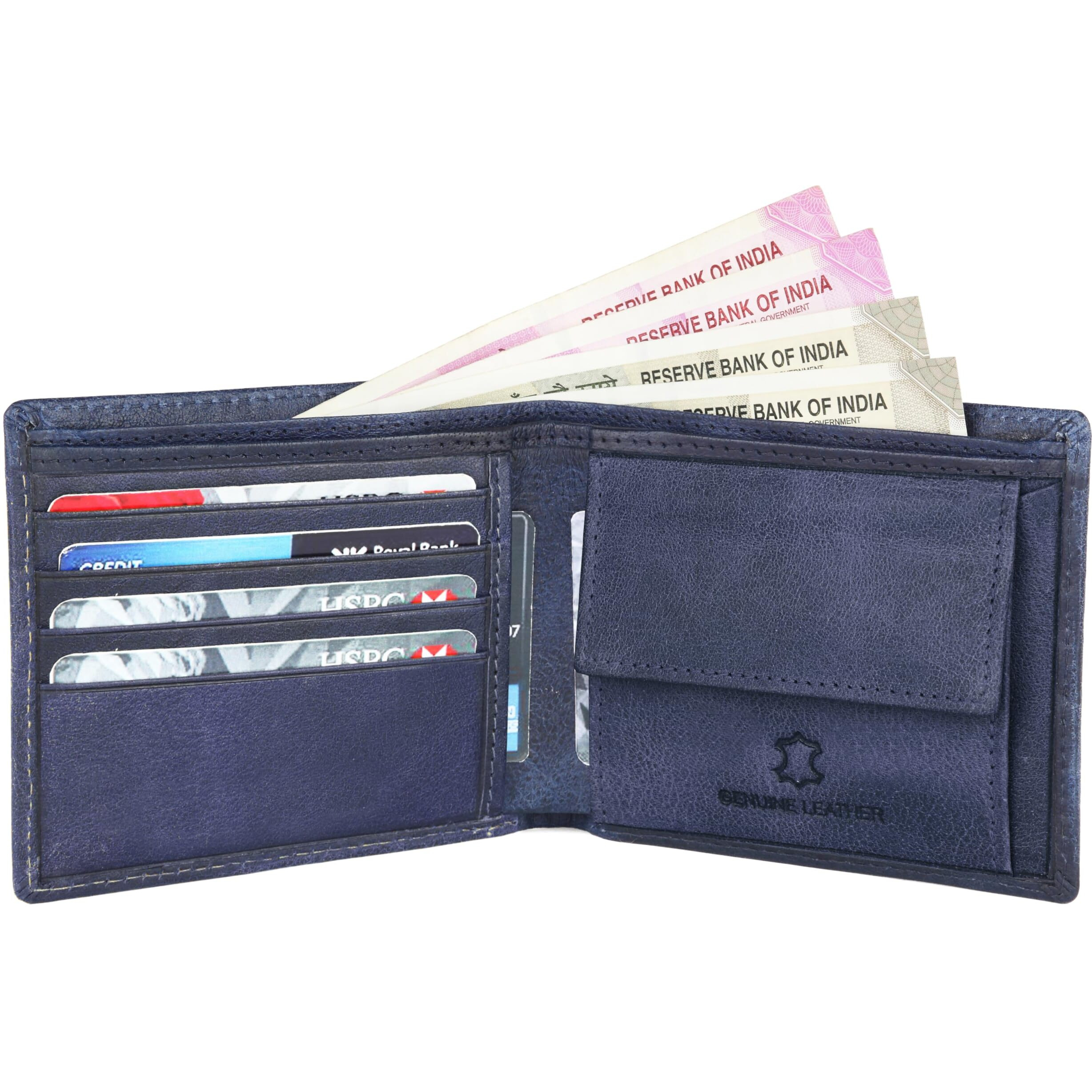 Wildhorn Rfid Protected Leather Wallet For Men, Blue Distressed