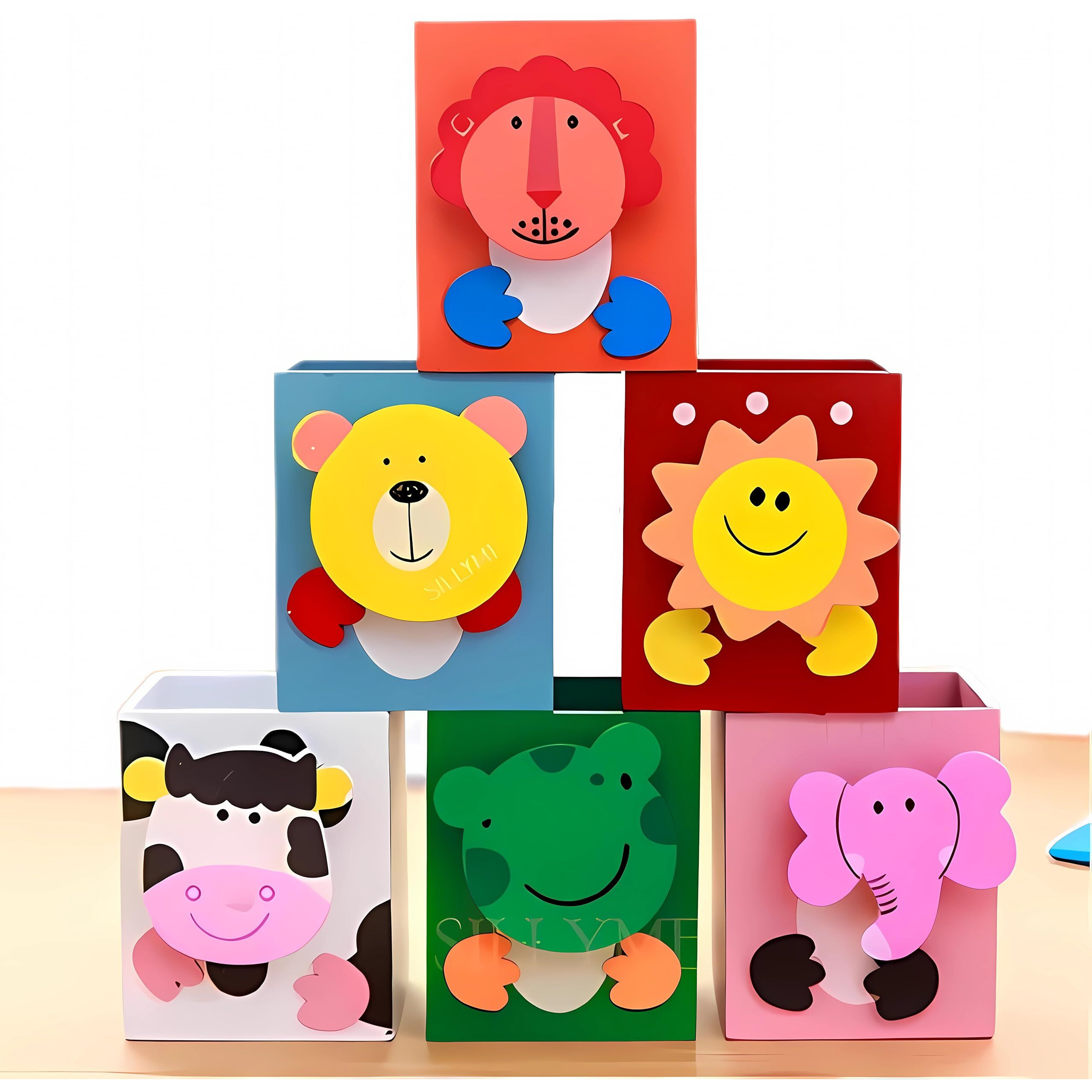 Sillyme Wooden Pencil Box Return Gifts Birthday Party For Kids - 6Pcs | Birthday Return Gifts For Kids | Cute Animal Theme Stationery Placer Eco Friendly Bday Returns Gift Item In Bulk, Multicolor