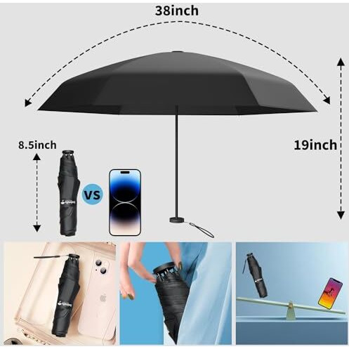 Isabrella Uv Protection Umbrella Upf50+, Ultra-Light 38 Inches Pocket Umbrella For Women, Protect Sun Uv, Small Umbrella For Travel
