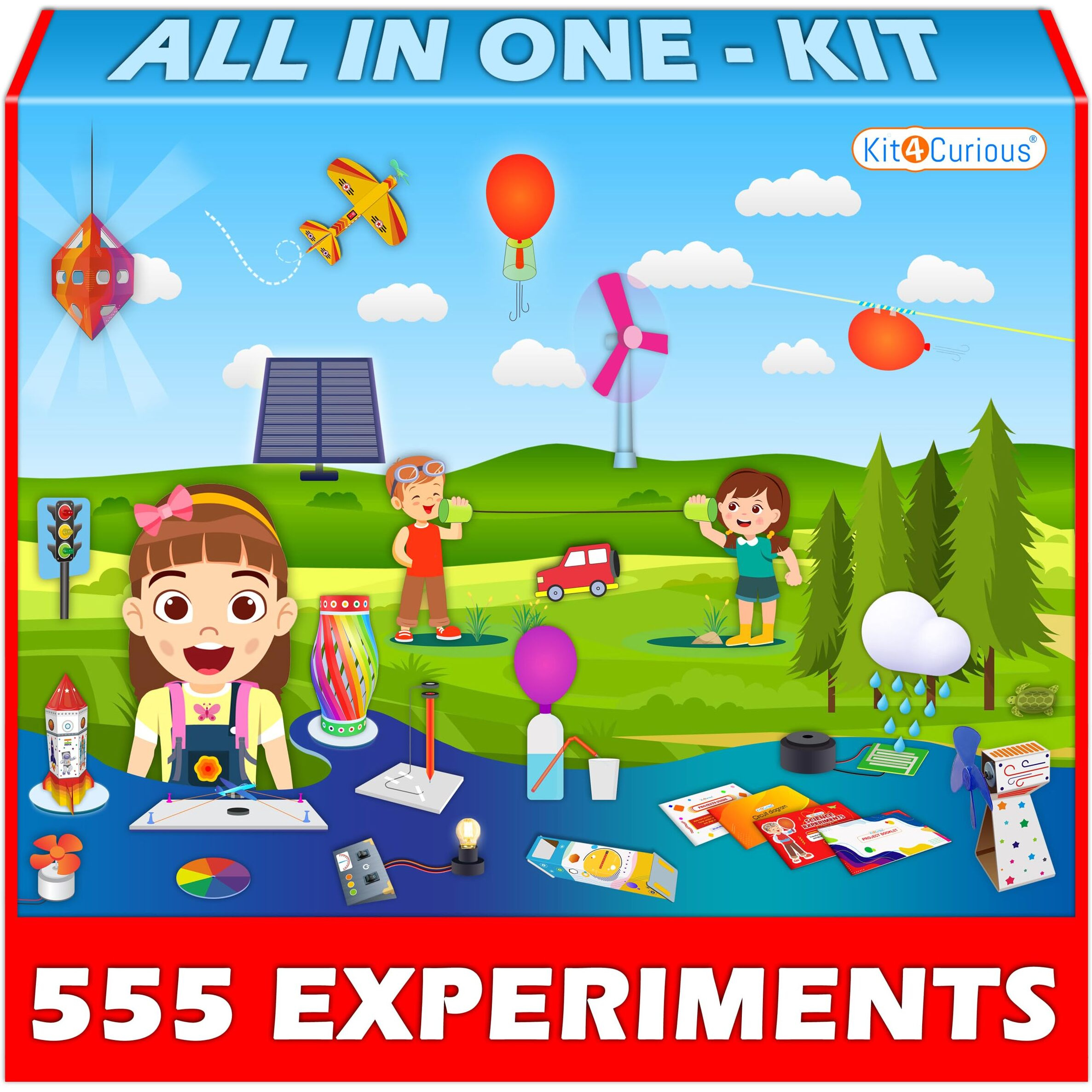 Kit4Curious 555 Experiments Diy Science Exploration Stem Activity Learning Toy Kit For Boys Girls Ages 6-16 Yrs Birthday Gift Set