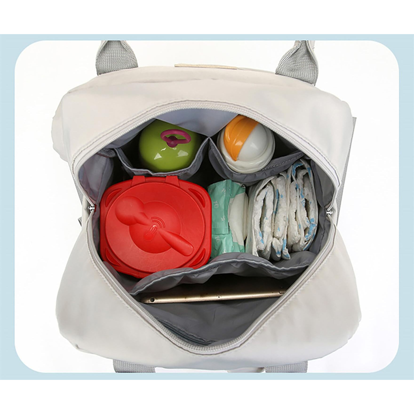 House Of Quirk Diaper Bag Maternity Backpack, Baby Girl Boy Diaper Bag For Dad Mom With Pacifier Case, Unisex Large Diaper Bag For Travel (Duhoi Grey)