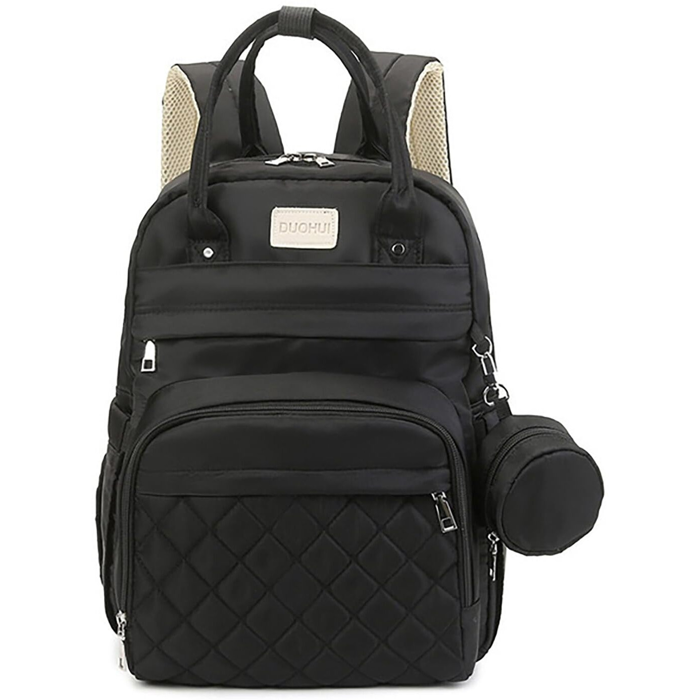 House Of Quirk Diaper Bag Maternity Backpack, Baby Girl Boy Diaper Bag For Dad Mom With Pacifier Case, Unisex Large Diaper Bag For Travel (Duhoi Black)