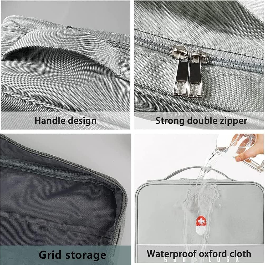 Flyngo 2Pcs Medicine Pouch Empty First Aid Kit Bag For Travel, Home, Camping, Sports Emergency Survival Medicine Storage Bag (Grey)