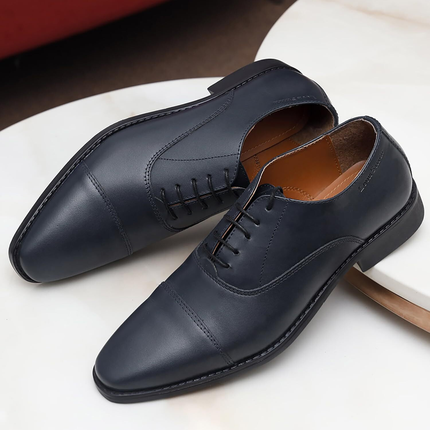 Louis Stitch Formal Lace Up Shoes For Men | Handcrafted Italian Leather Mens Derby Shoes | Blue | Rxct | Uk Size 10