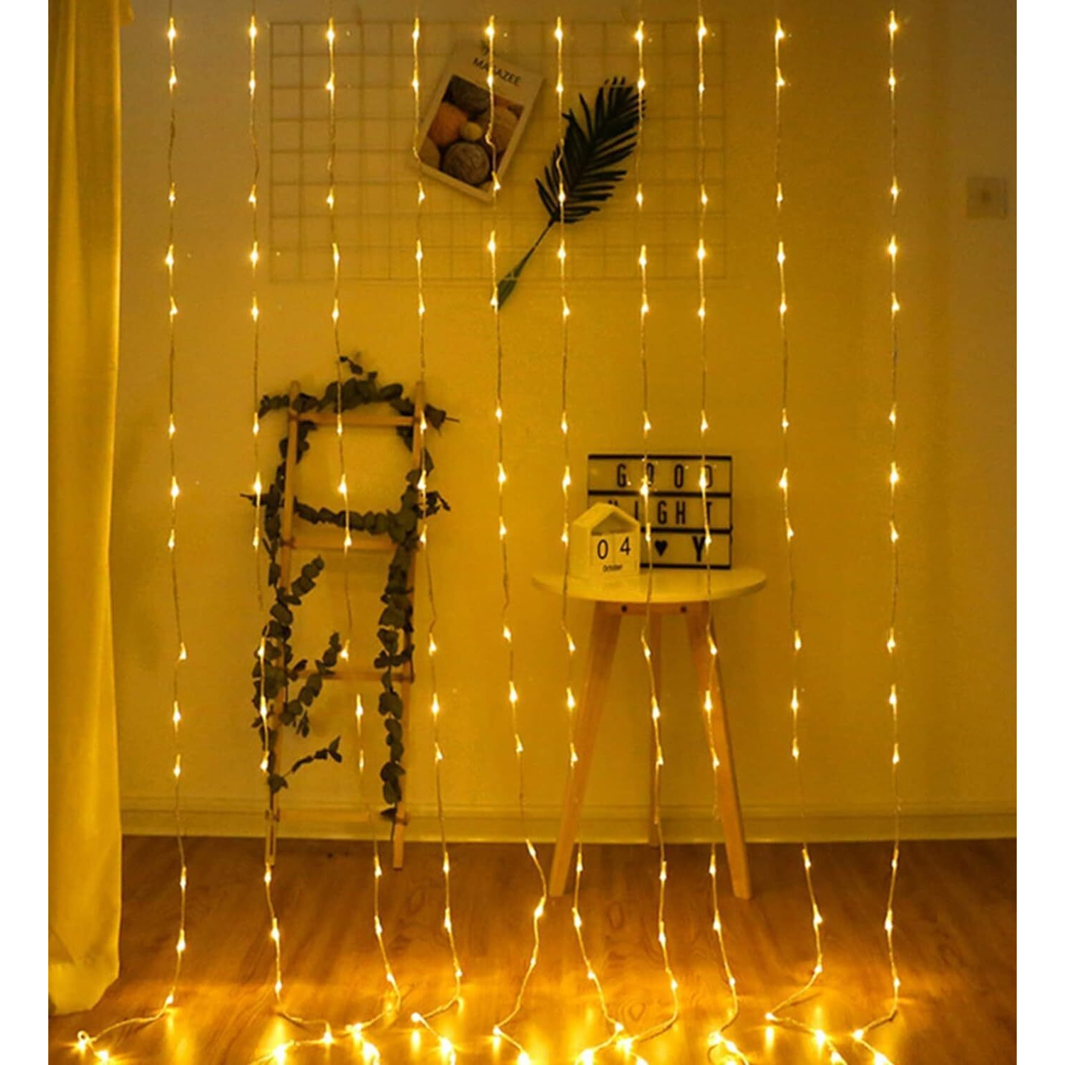 Desidiya Waterfall Curtain String Lights - 180 Warm White Leds, 8 Modes, 10X10 Feet, 3 Meters - Perfect For Decoration