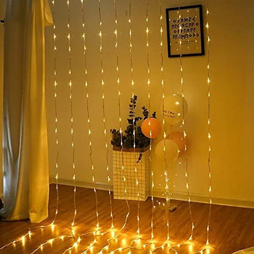 Desidiya Waterfall Curtain String Lights - 180 Warm White Leds, 8 Modes, 10X10 Feet, 3 Meters - Perfect For Decoration