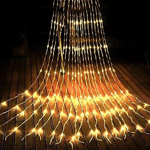 Desidiya Waterfall Curtain String Lights - 180 Warm White Leds, 8 Modes, 10X10 Feet, 3 Meters - Perfect For Decoration