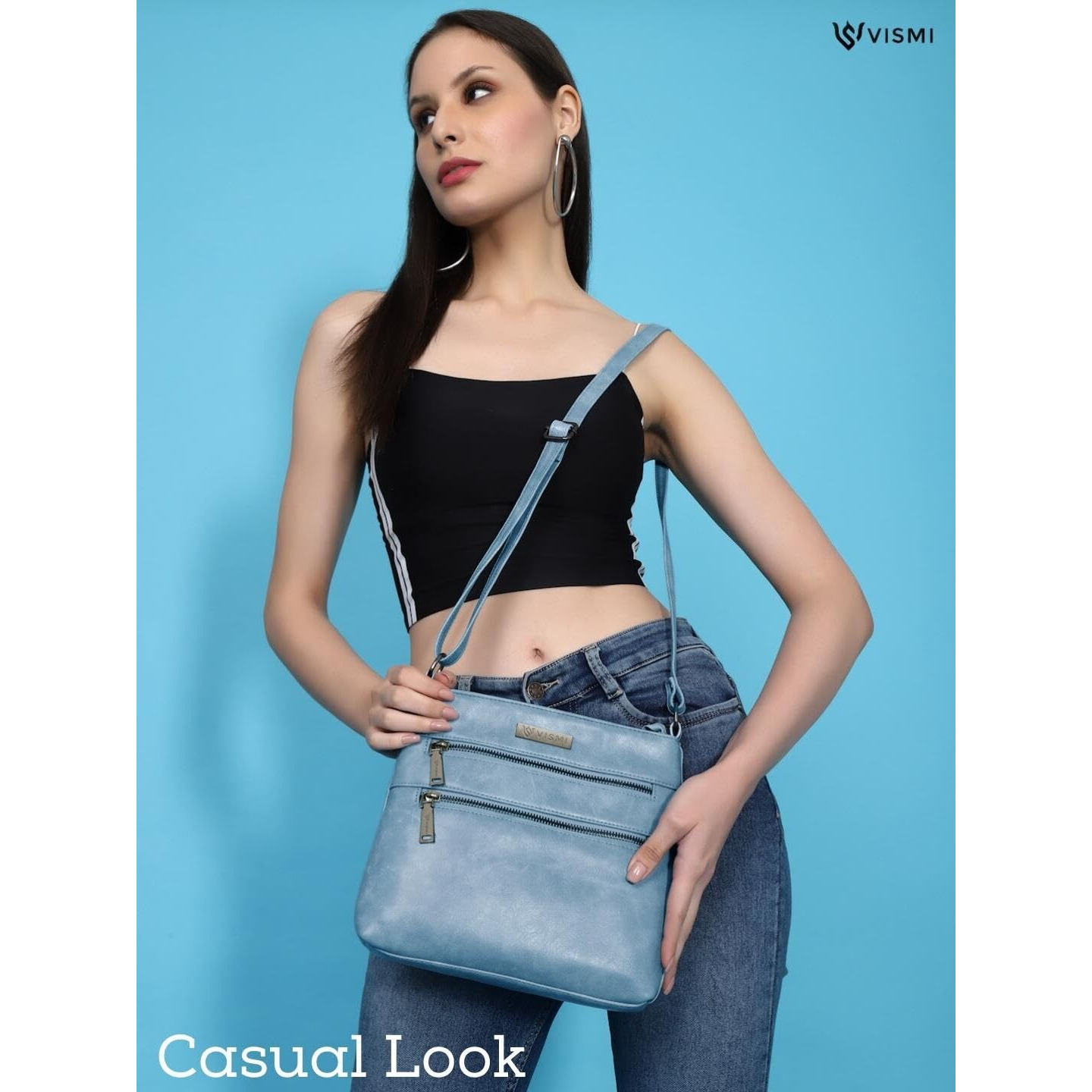 Vismiintrend Stylish Handmade Vegan Leather Side Cross-Body Sling Bags For Girls And Women With Adjustable Strap | Ladies Purse | Daily Use | Travel | Birthday Gift | Wife | Sister