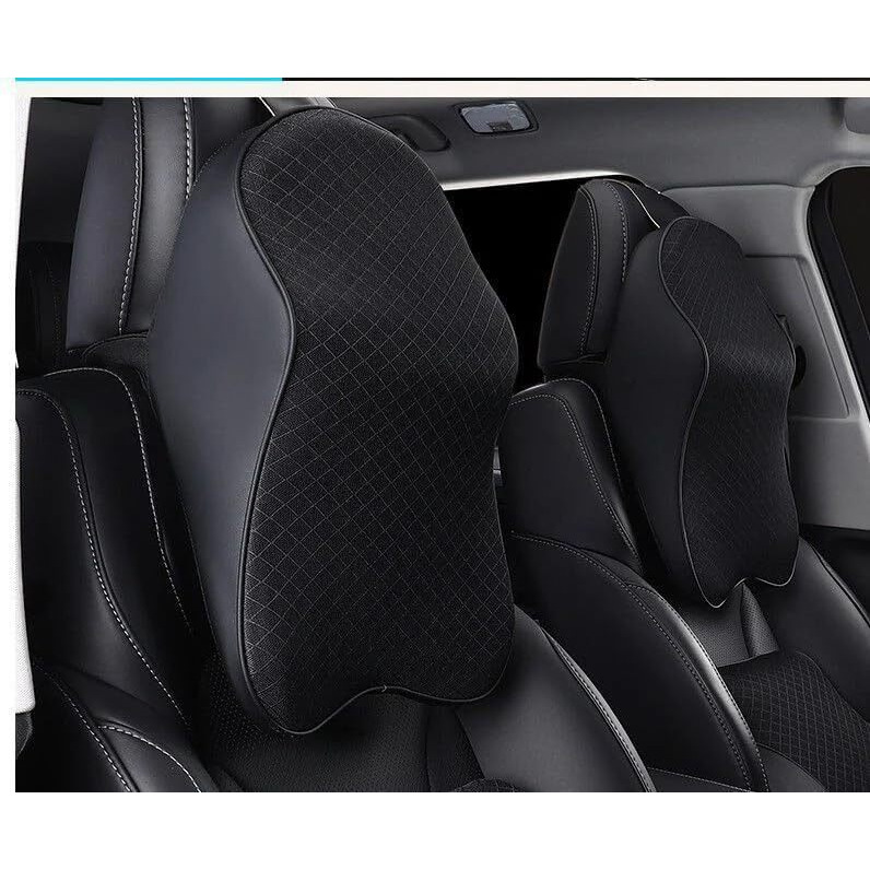 Romino Memory Foam Car Neck Pillow Ergonomic Neck Support, Car Seat Neck Rest Cushion, Neck Support Head Rest Pillow Office Chair Neck Pain Relief Support In Travel For All Cars - Pack Of 2 - Black