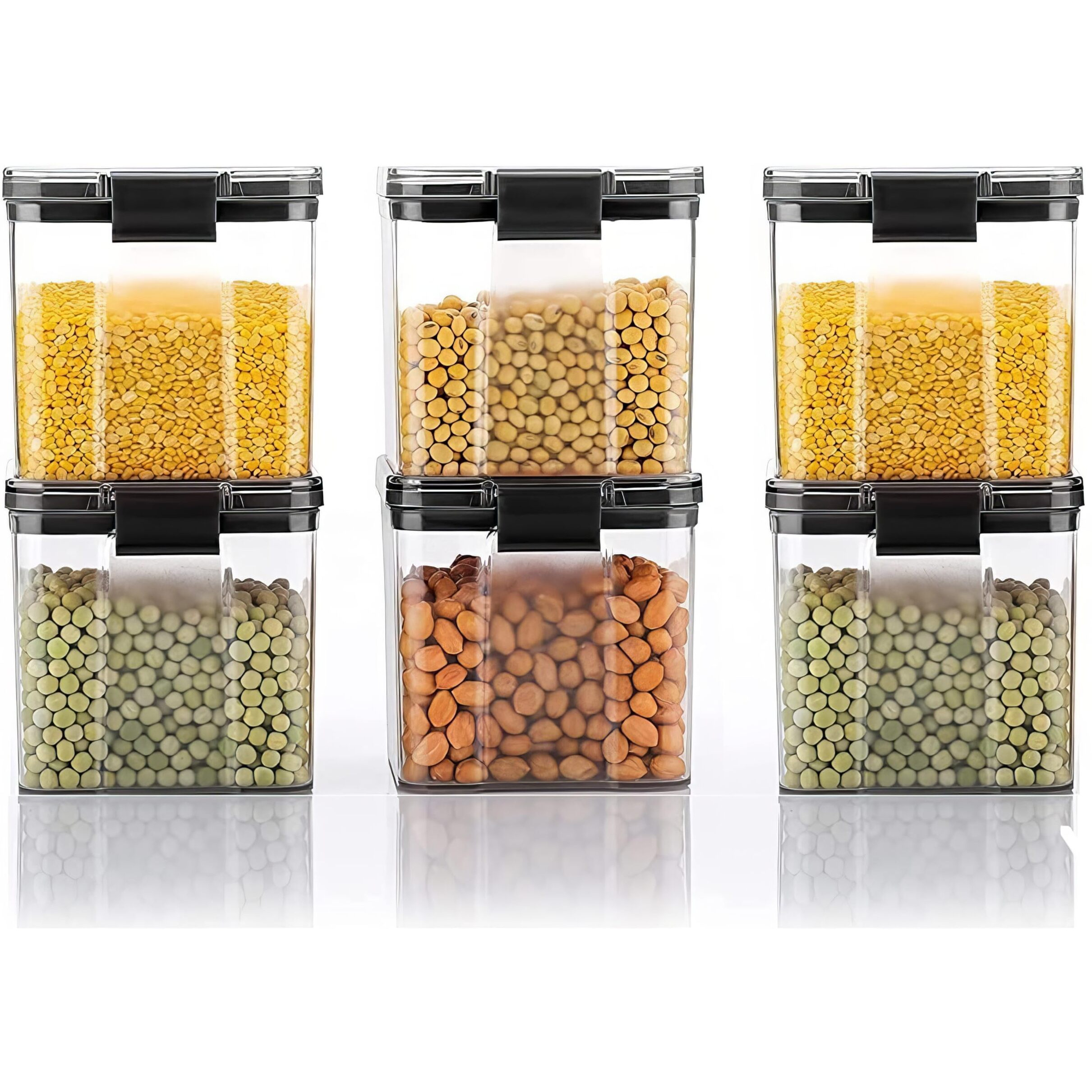 Kwer 700Ml Air Tight Container Set For Home Kitchen Items Storage Containers Set Food Containers (Plastic, Pack Of 12), Black