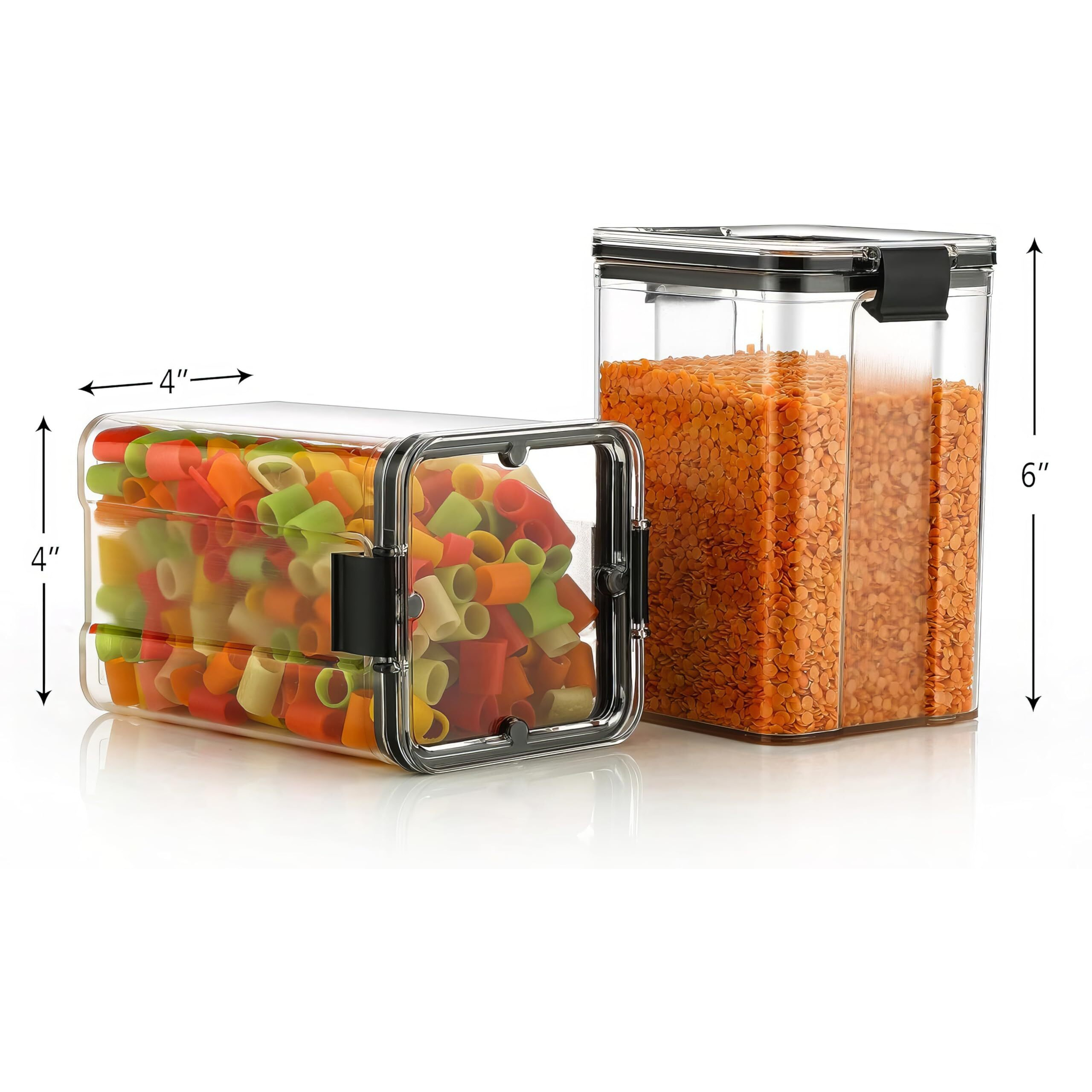 Kwer 1200Ml Air Tight Container Set For Home Kitchen Items Storage Containers Set Food Containers (Plastic, Pack Of 12), Black