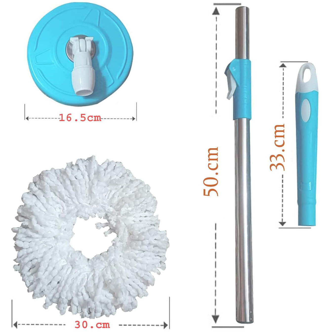Lotspek Metal Spin Mop Extendable Handle/Stick Rod With Microfiber Refill