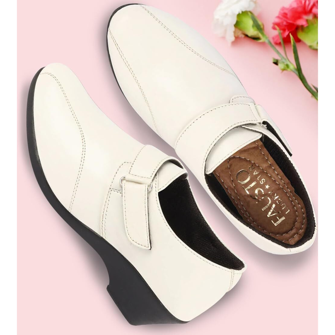 Fausto Fst Fjdwc-7003 White-37 Women's White Outdoor Fashion Hook And Loop Platform Heel Wedges (4 Uk)