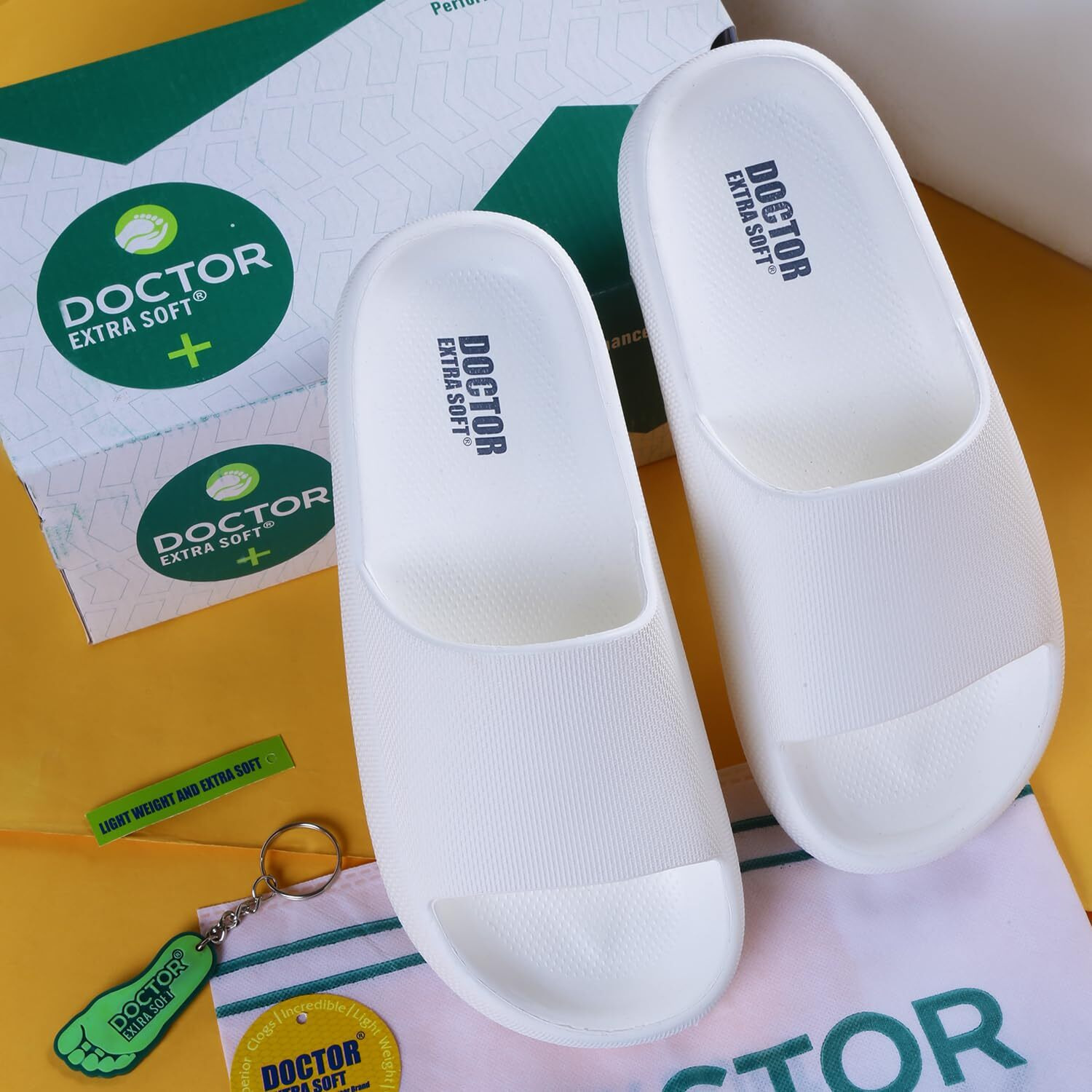Doctor Extra Soft Men's Classic Slipper, White, 8 Uk