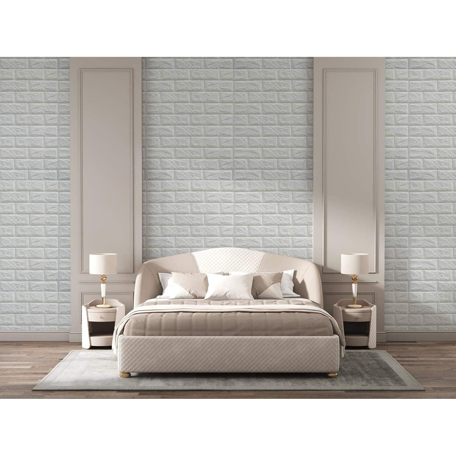 Brick Wallpaper - Self Adhesive Pe Foam Brick Design 3D Wall Stickers Full Coverage Diy Wallpaper For Home Hotel Living Room Bedroom & Caf 70 X 77Cm, Appx. 5.8Sq Feet White Pack Of 20