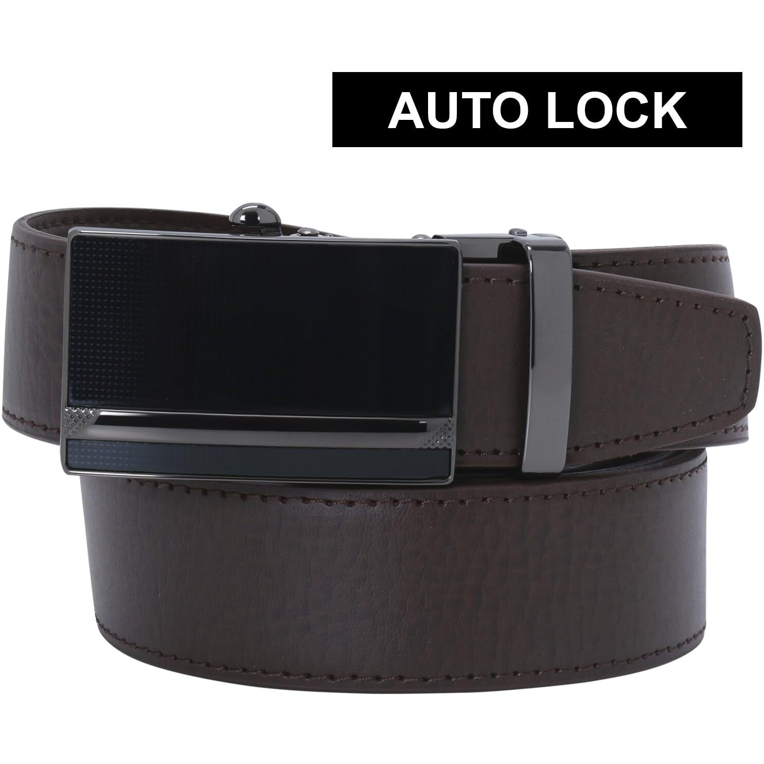 Labnoft Men's Auto Lock Pu Leather Belt (Belt-012-Sg-Brown, Brown)