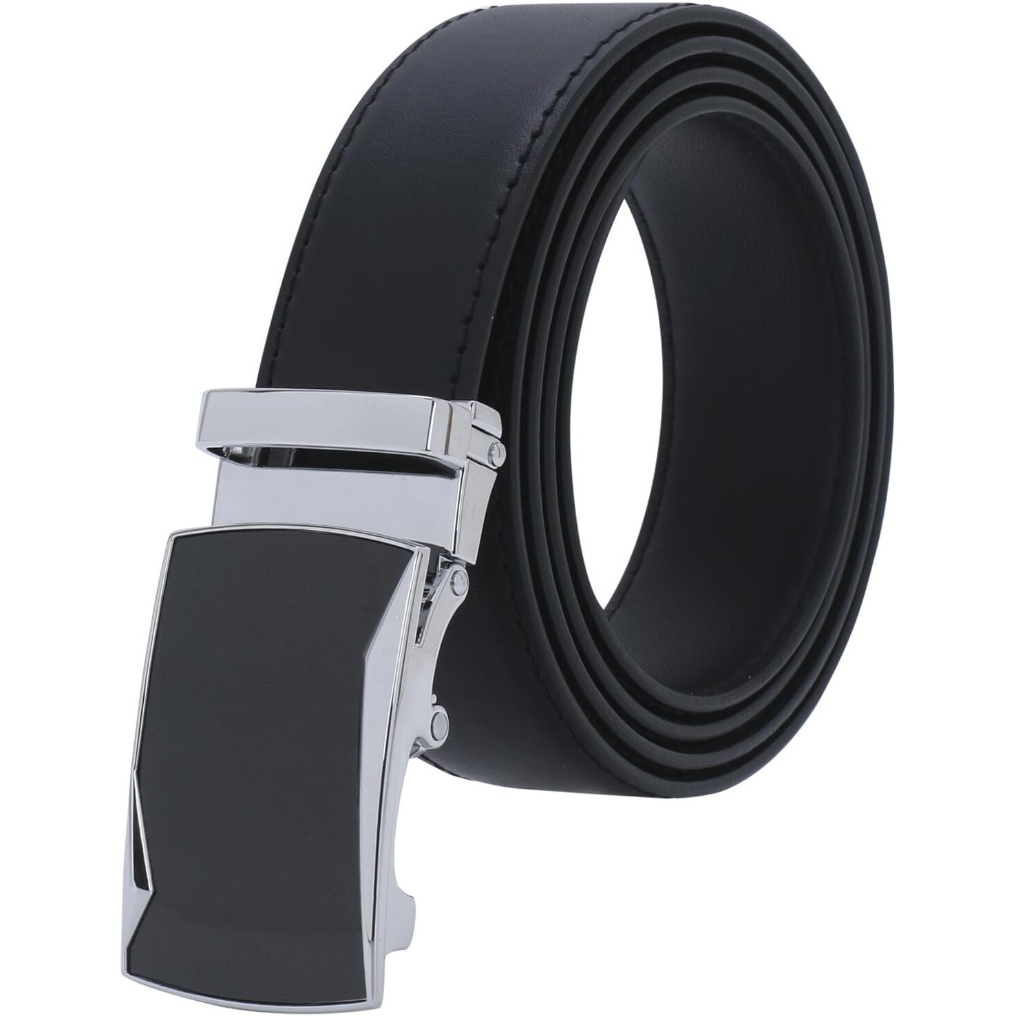 Labnoft Men's Auto Lock Pu Leather Belt (Belt-028-Ch-Black, Black)