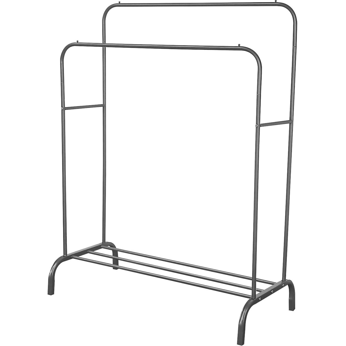 Lukzer Multi-Functional Cloth Stand With Wheels & Bottom Shelves  Metal Rack For Hanging Clothes, Coats, And Hats  Diy Storage Solution (148 X 120 X 38 Cm, Black)