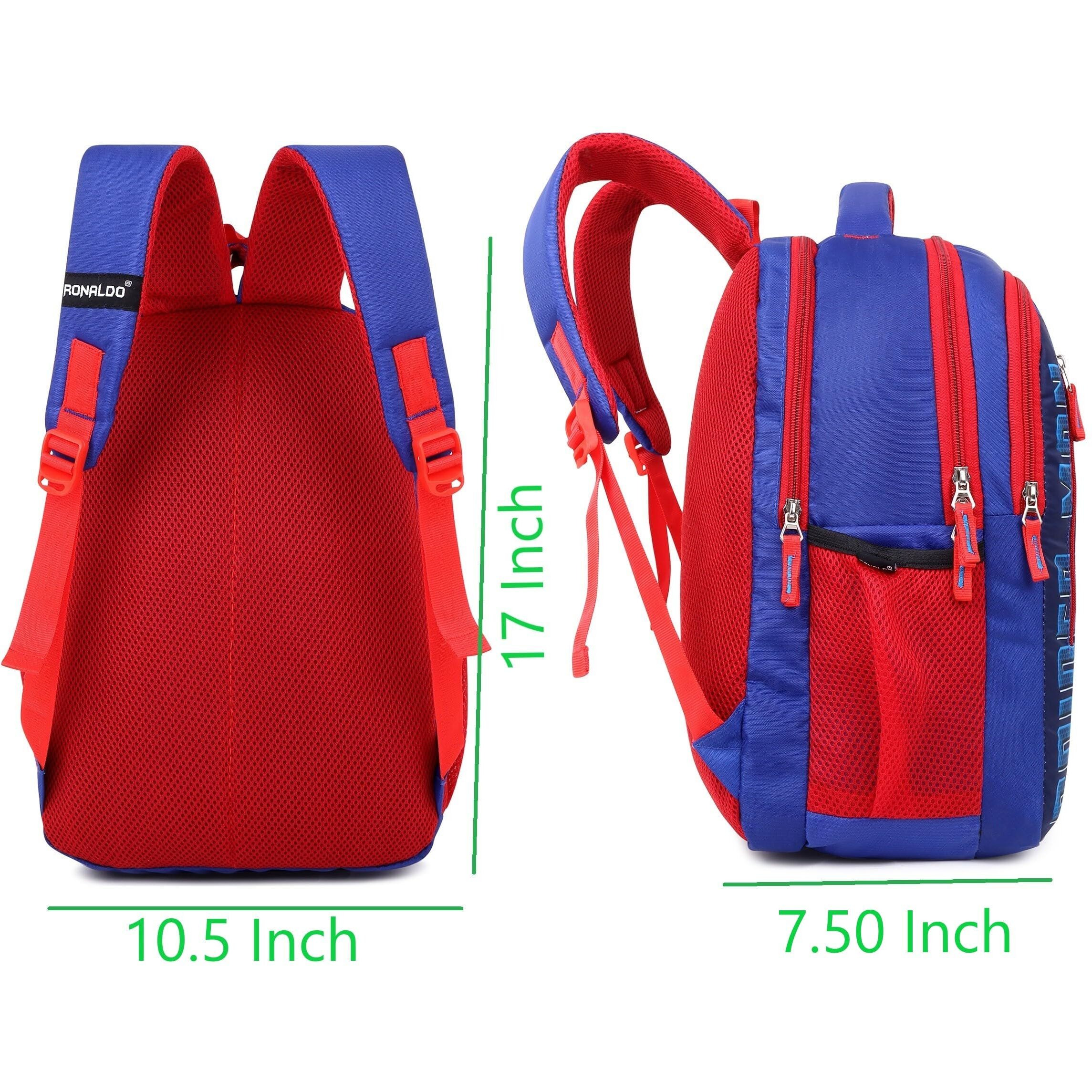 Ronaldo School Bag Spider-Man 17 Inch Daypack Casual Backpack For Kids Children Boys And Girls 7-12 Years