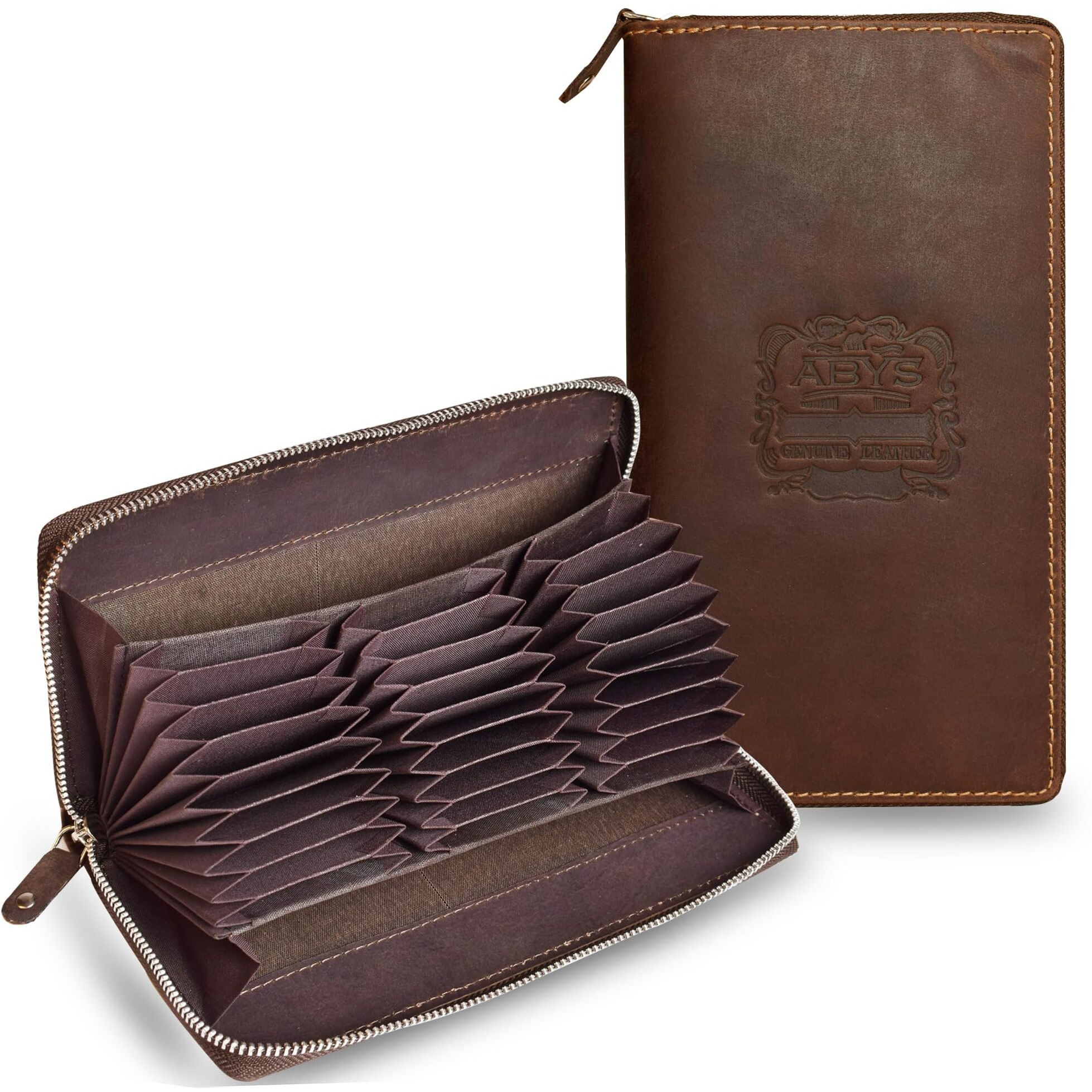 Abys Genuine Leather Rfid Protected 27 Slots Debit|Credit|Smart|Identity Card Holder For Men & Women (Brown)