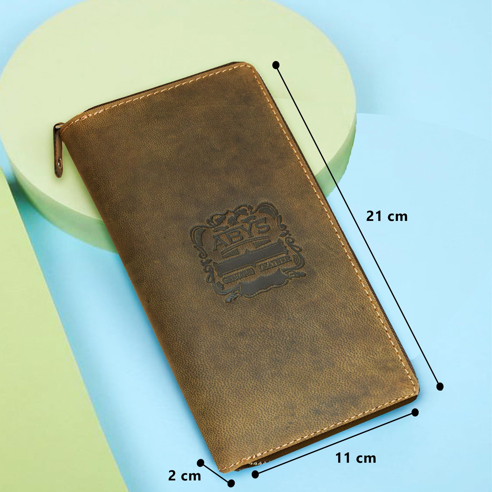 Abys Brown Hunter Leather Rfid Long 27 Slots Credit Debit Card Holder For Men,Women Card Organiser,Unisex Business Card Holder Wallet