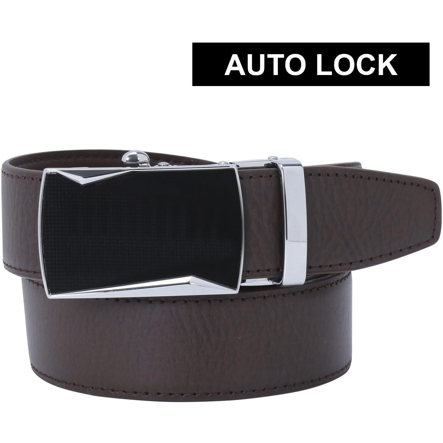 Labnoft Men's Auto Lock Pu Leather Belt (Brown, Belt-028-Ch-Brown-Xl)