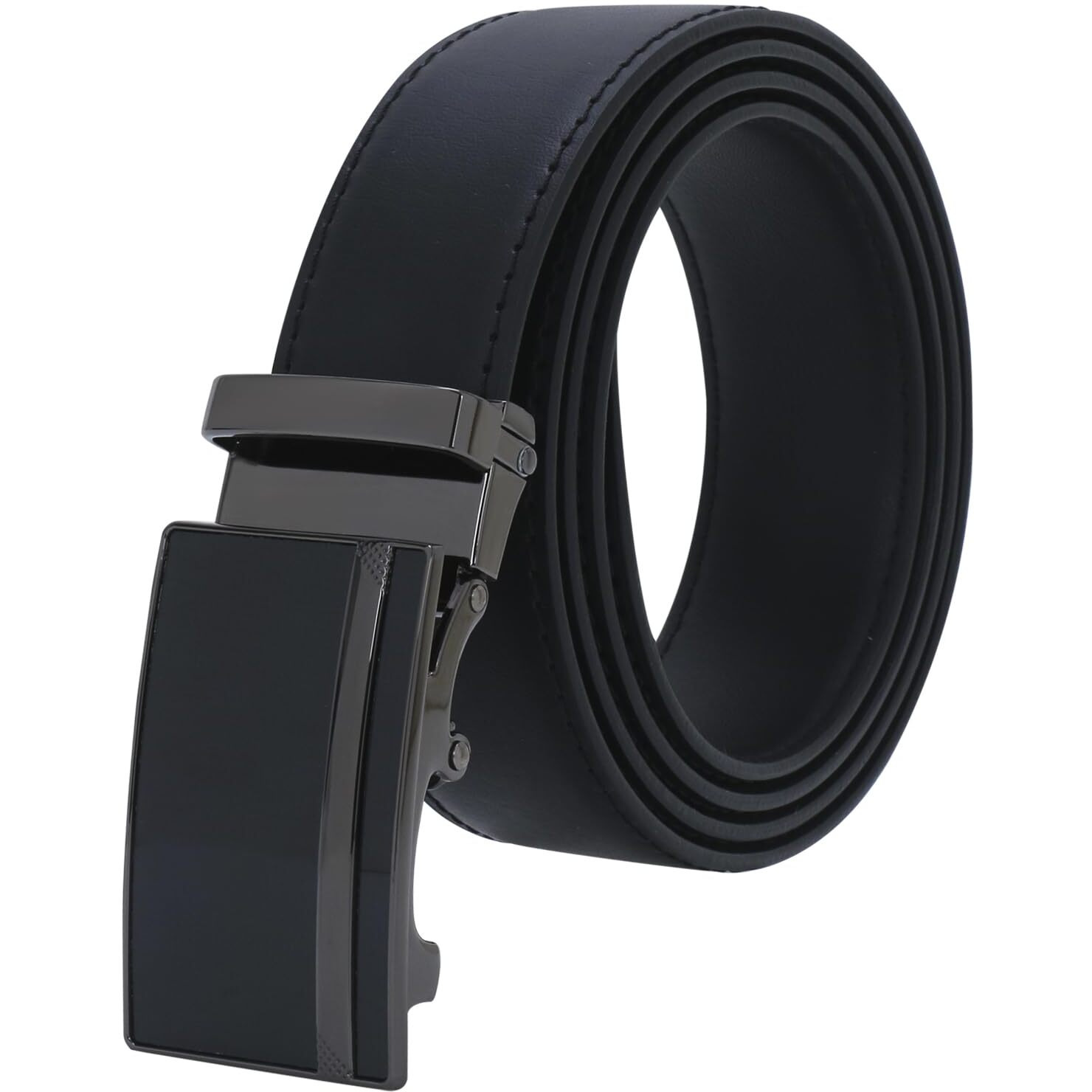 Labnoft Men's Auto Lock Pu Leather Belt (Black, Belt-012-Sg-Black-Xl)