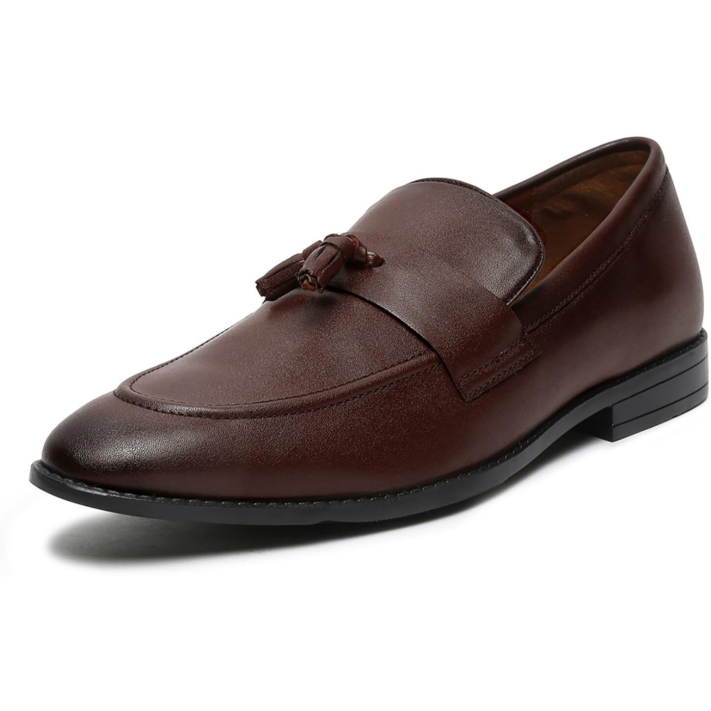 Louis Stitch Loafers Formal Shoes For Men | Shoes Men Slip-On Moccasins With Tassel | Perfect For Business, Casual Solid Brunette Brown | Uk Size 7 (Lsrgmcplta)