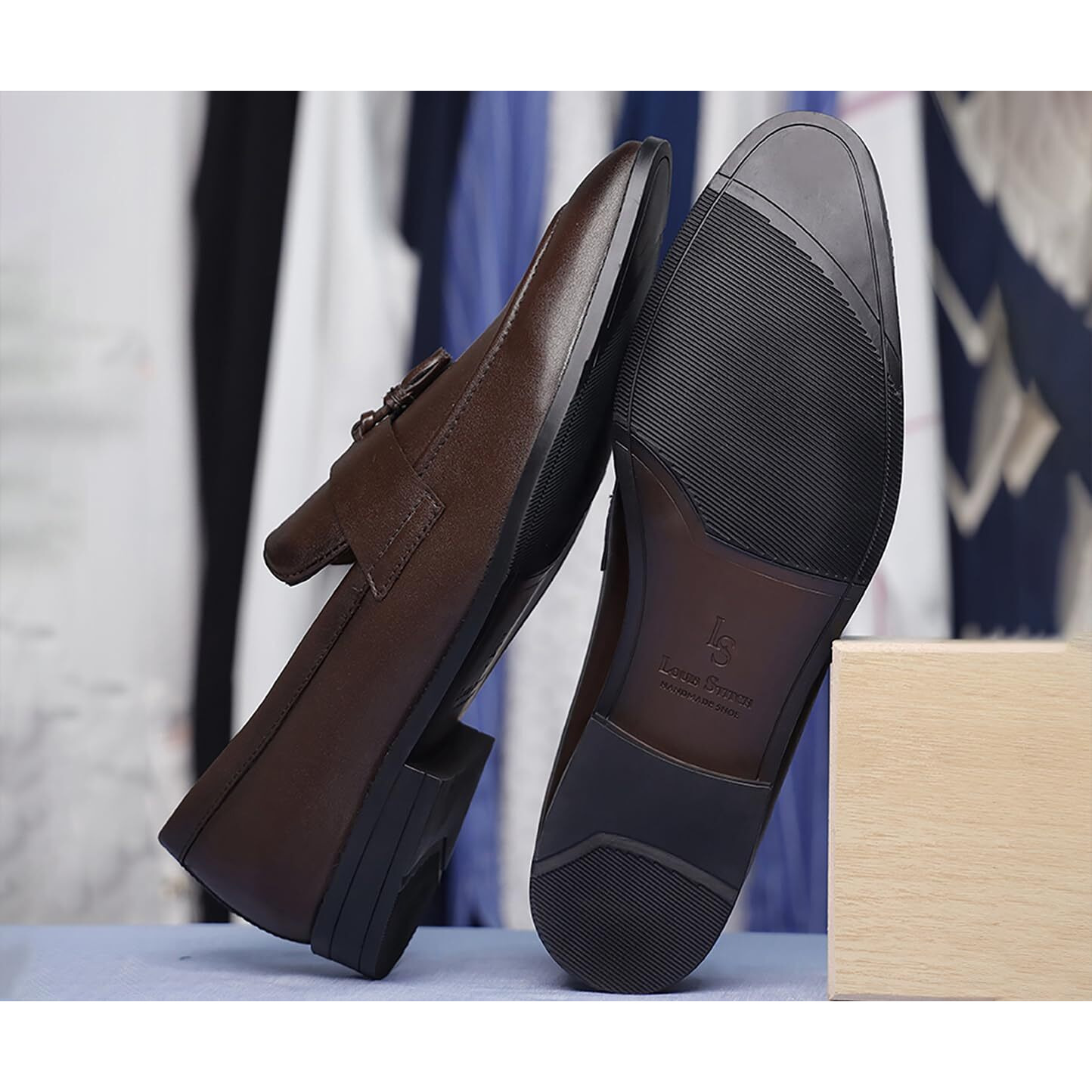 Louis Stitch Loafers Formal Shoes For Men | Shoes Men Slip-On Moccasins With Tassel | Perfect For Business, Casual Solid Brunette Brown | Uk Size 7 (Lsrgmcplta)