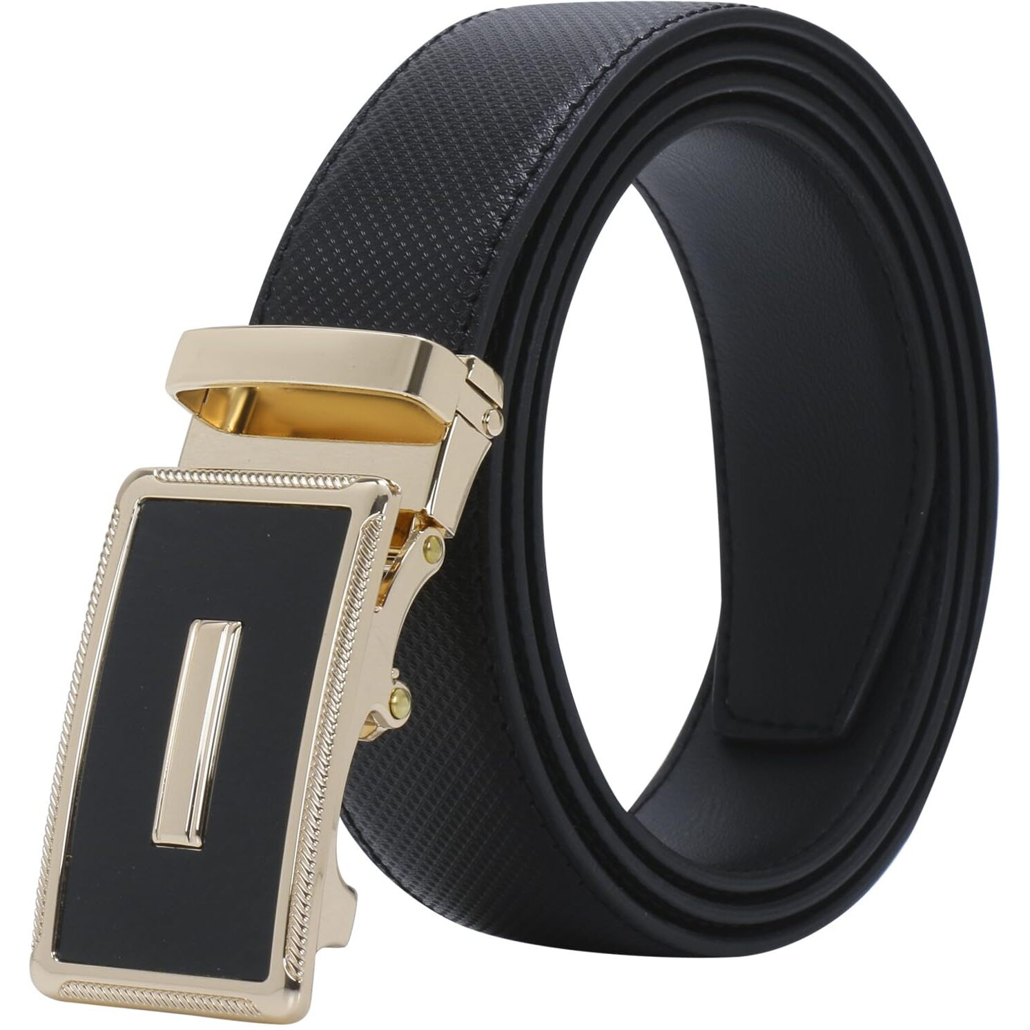 Labnoft Men's Pu Leather Auto Lock Belt (Black, Belt-003-Gl-Black-Xl)
