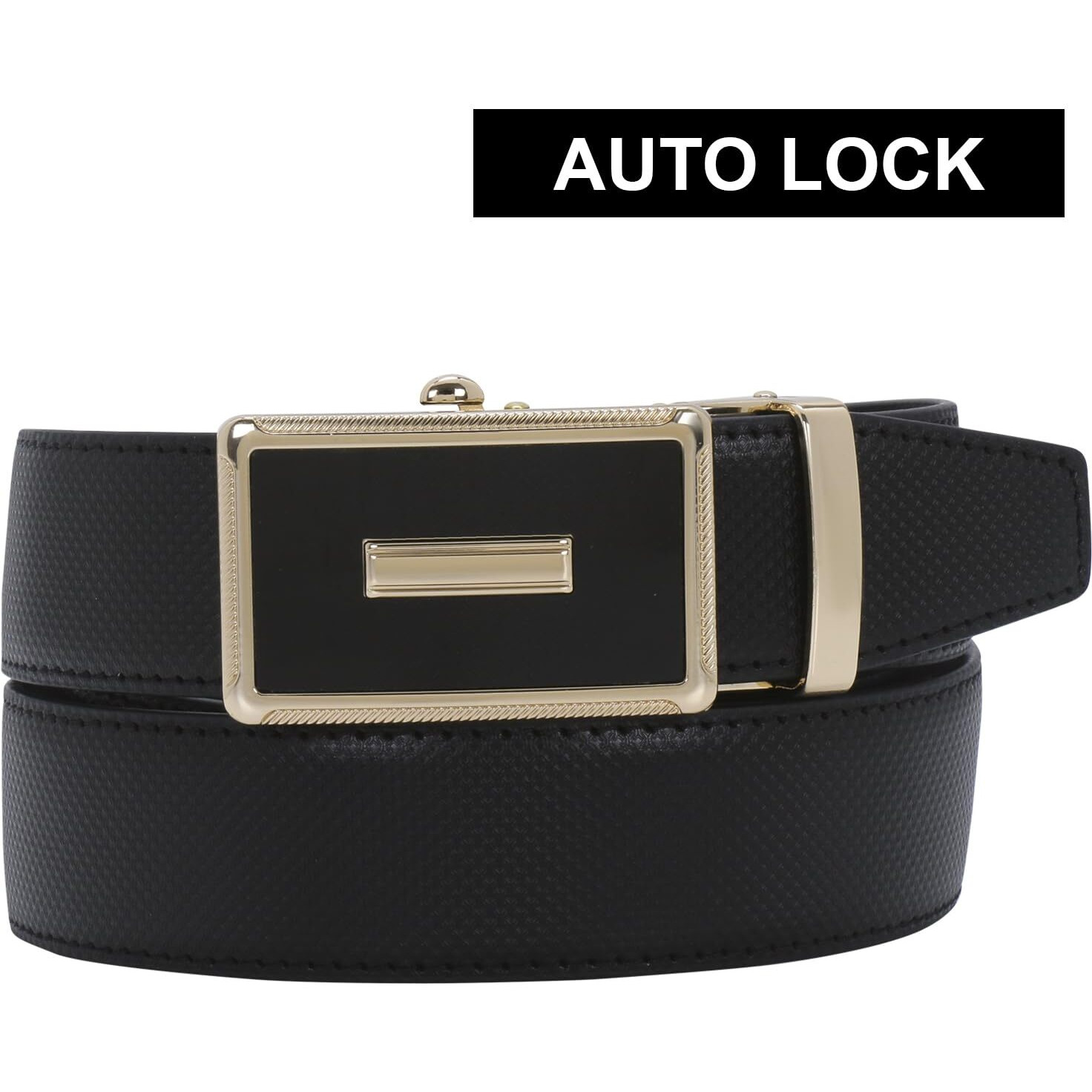 Labnoft Men's Pu Leather Auto Lock Belt (Black, Belt-003-Gl-Black)