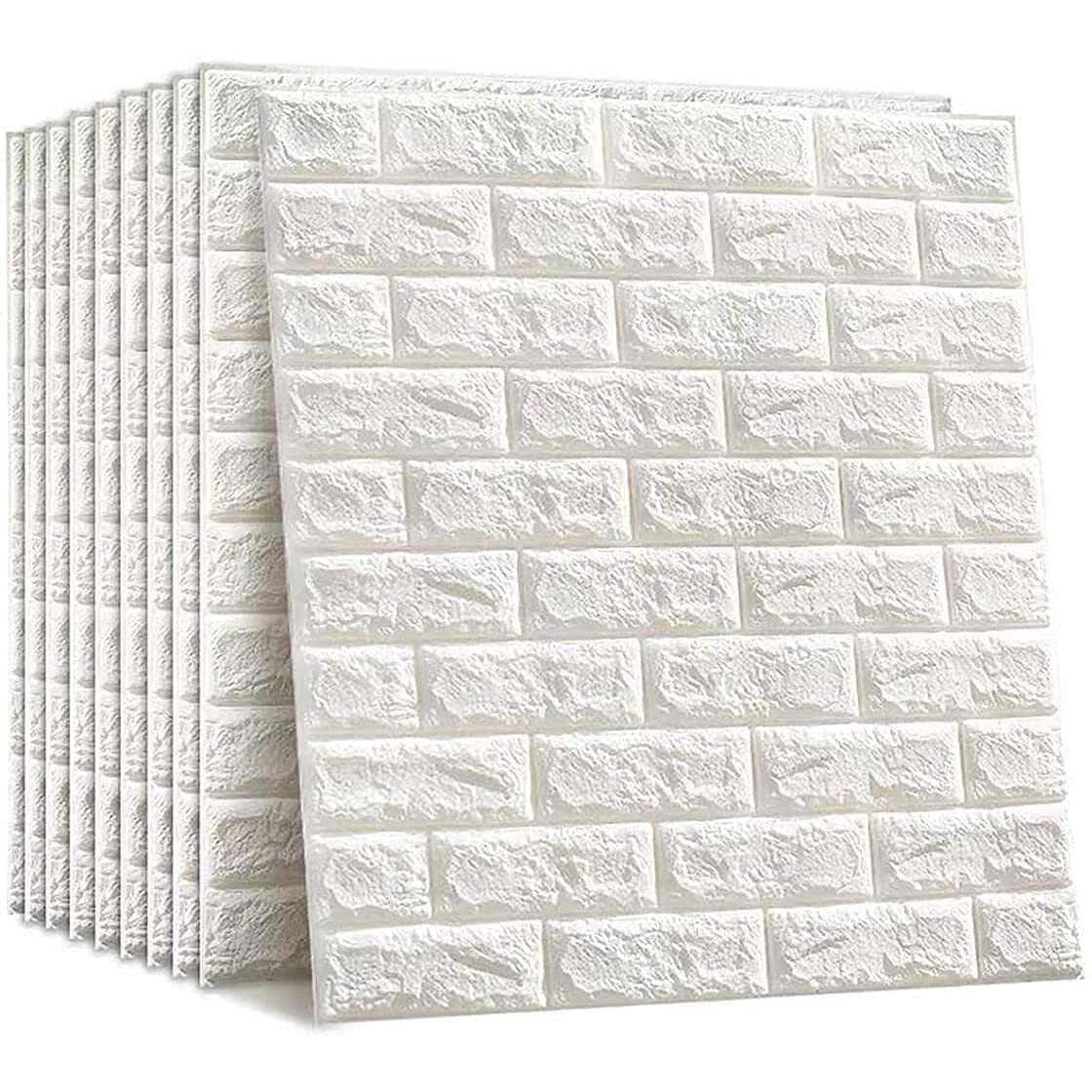 Dobariya Empire Brick Wallpaper - Self Adhesive Pe Foam Brick Design 3D Wall Stickers/Diy Wallpaper For Home Hotel Living Room Bedroom & Cafe (70 X 77Cm, Appx. 5.8Sq Feet) White (Pack Of 20)