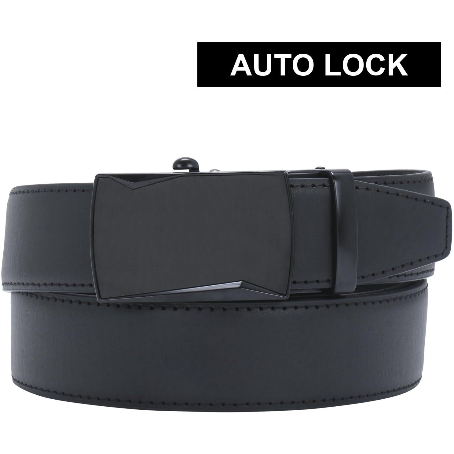 Labnoft Men's Pu Leather Auto Lock Belt (Black, Belt-028-Tx-Black-Xl)