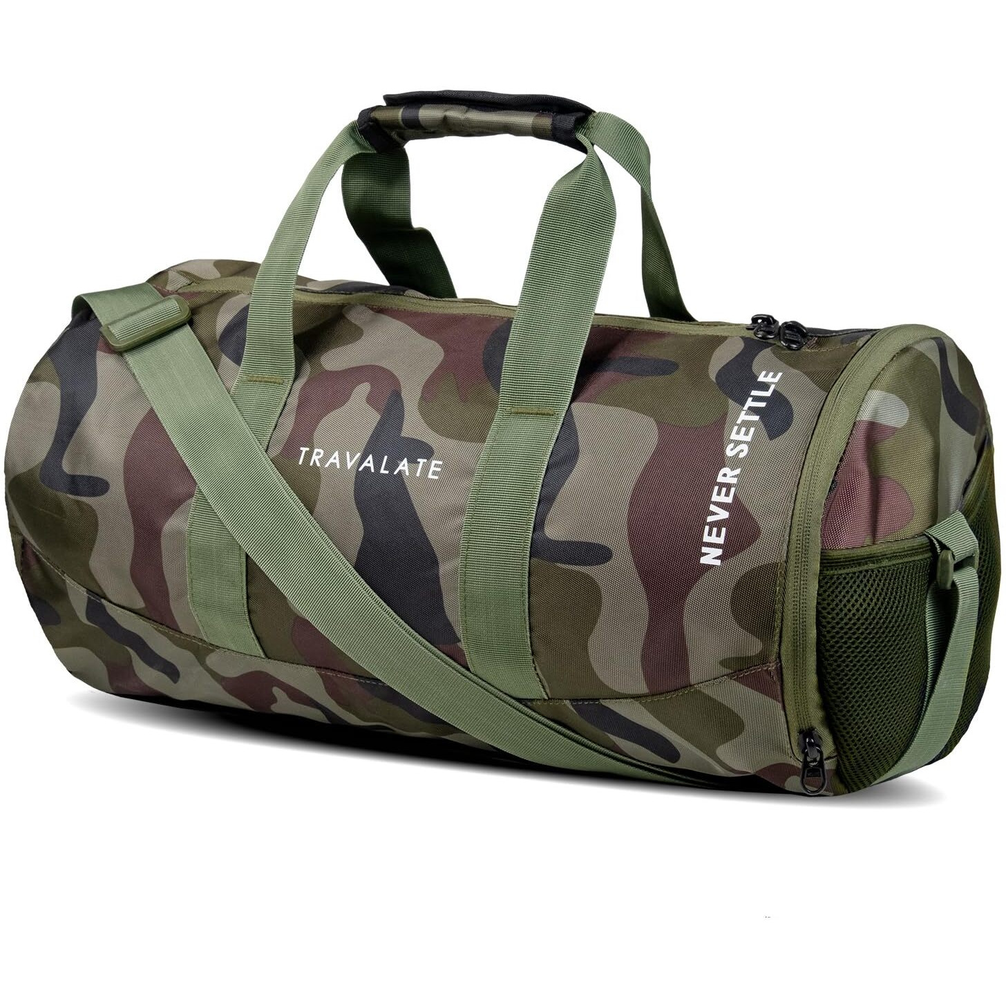 Travalate 18 Inch Sports Duffle Gym Bag With Separate Shoe Compartment, 45L Waterproof Gym Duffel Bag, Lightweight Sports, Yoga, Travel Bag Ideal For Men And Women -Militarygreen (18 X 10 X 9.5 Inch)