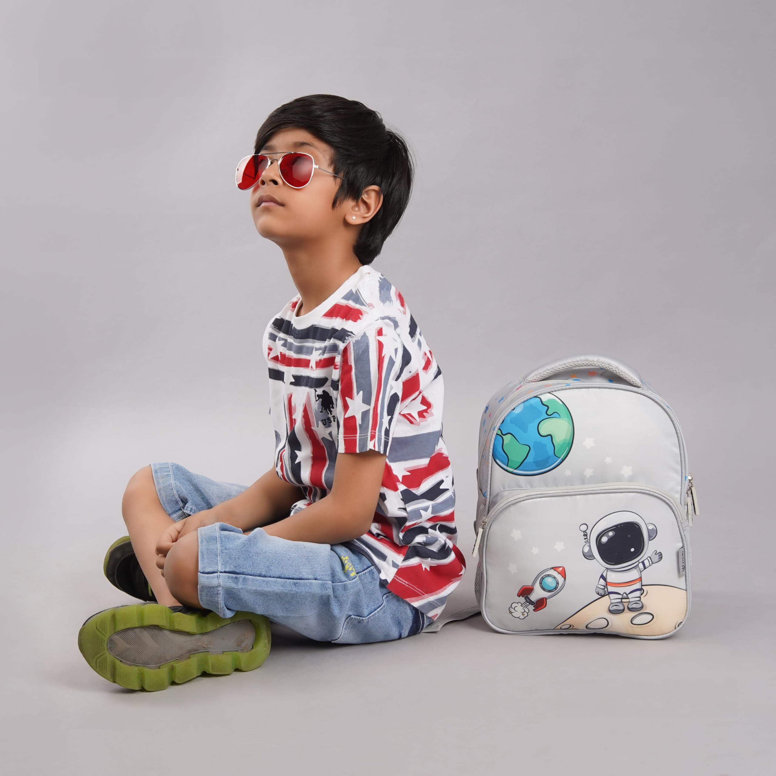 Vismiintrend Preschool School Bag For Baby Kids, Small Cute Bags For Girls/Boys 2-5 Year Old, Casual Backpack, Picnic, Travel, 13", 15 L, Birthday, Customized Gifts, Water Resistant-Space