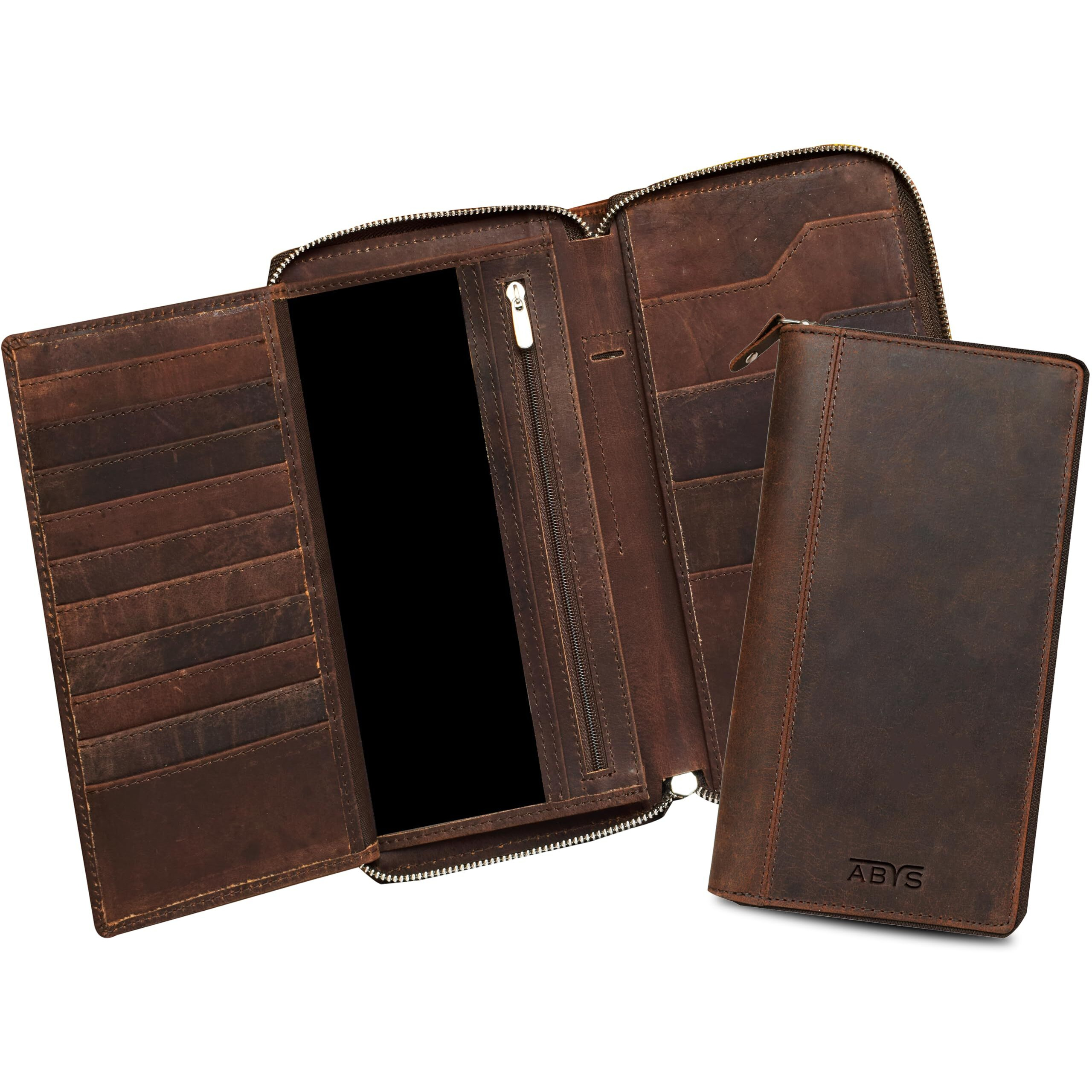 Abys Brown Hunter Leather Rfid Protected Passport Holder For Men And Women | Card Holder | Passport Pouch | Travel Organiser