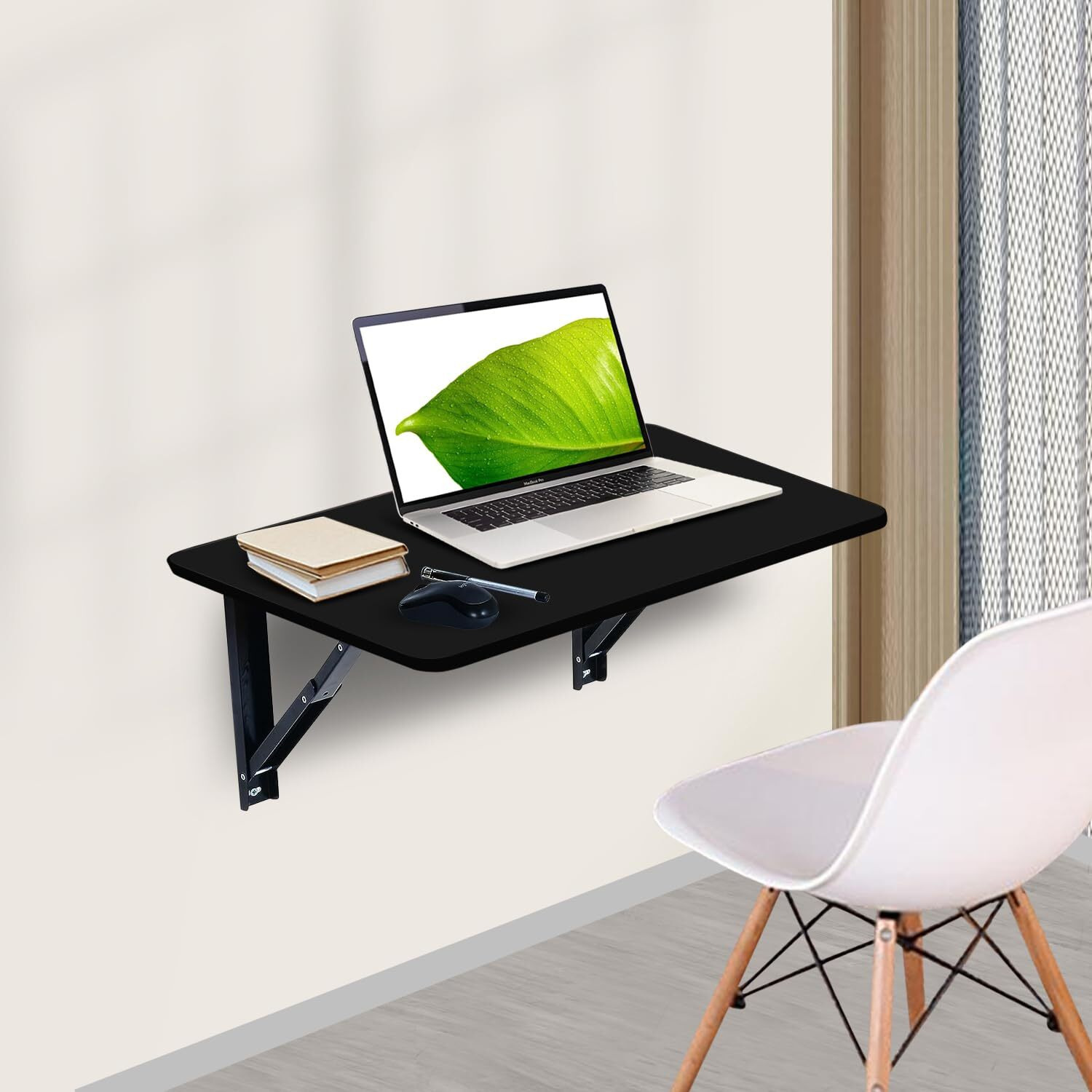 Wow Craft Engineered Wood Wall Mounted Multipurpose Foldable Table | Study Table, Computer Desk, Work Table | Black, 24X16 Inch | Diy