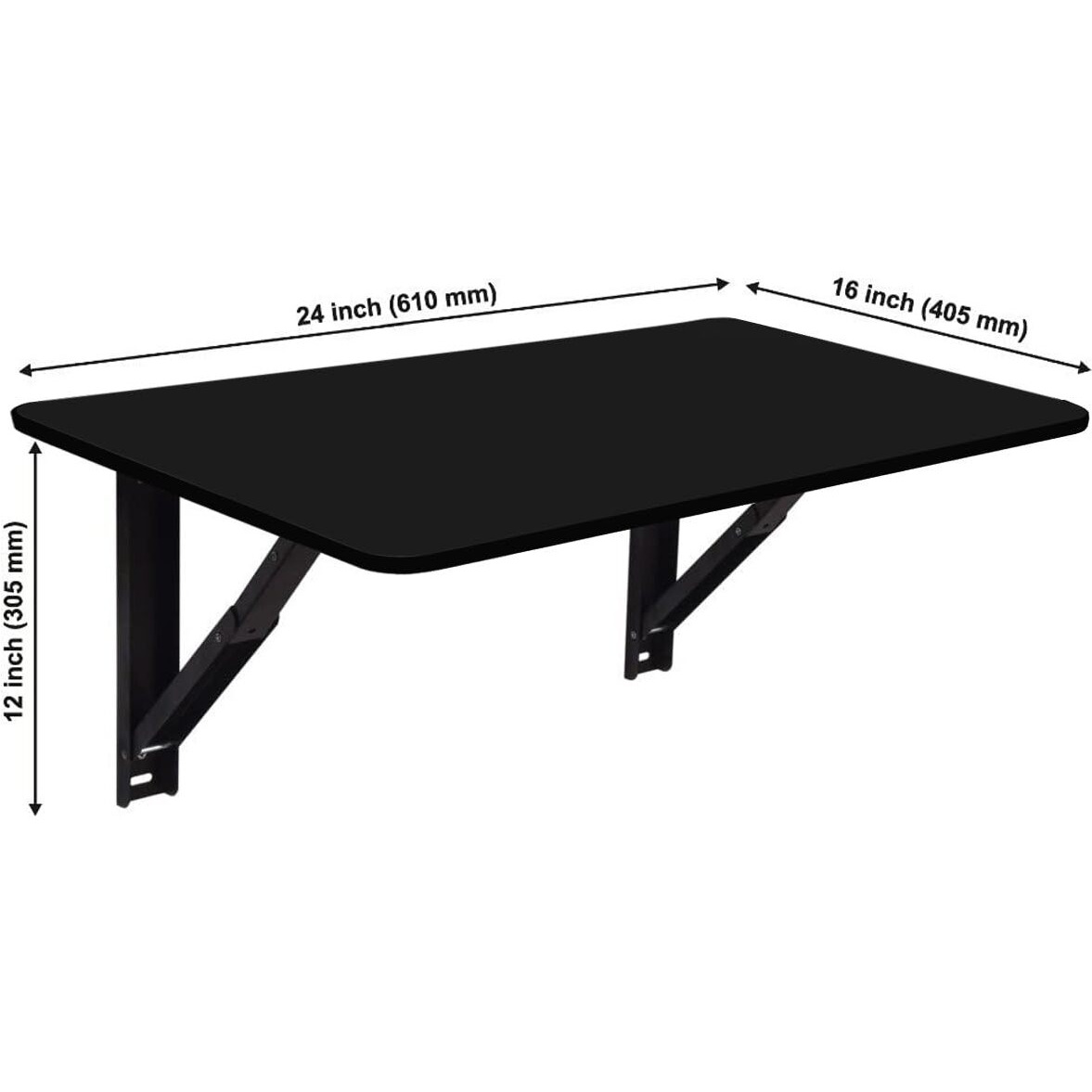 Wow Craft Engineered Wood Wall Mounted Multipurpose Foldable Table | Study Table, Computer Desk, Work Table | Black, 24X16 Inch | Diy
