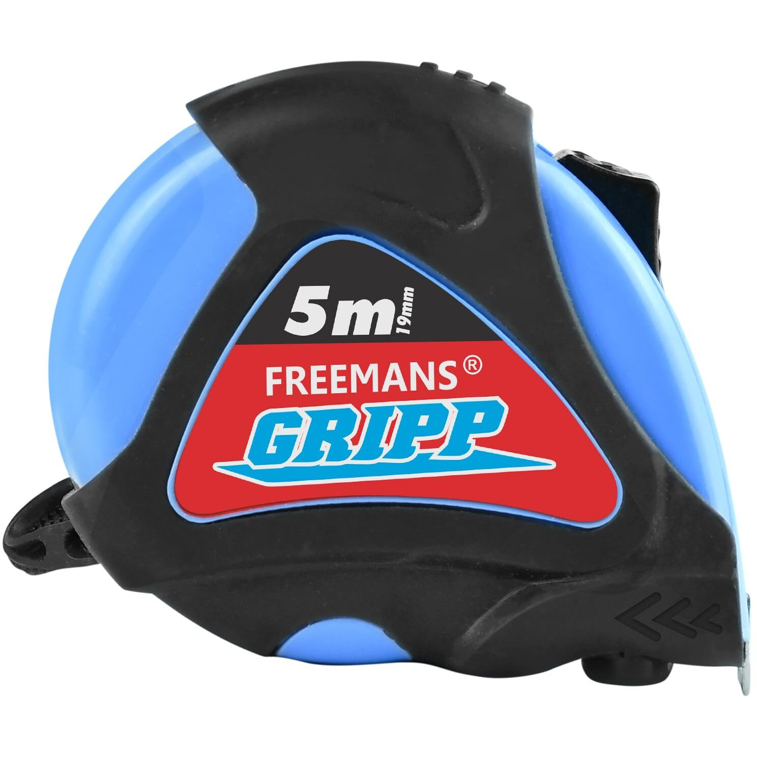 Freemans Gripp 5M19Mm Steel Inchi Measuring Tape - 5M (Blue) With Rubberized Unbreakable Abs Case || Pausebutton || Click Action Front Lock And Belt Clip